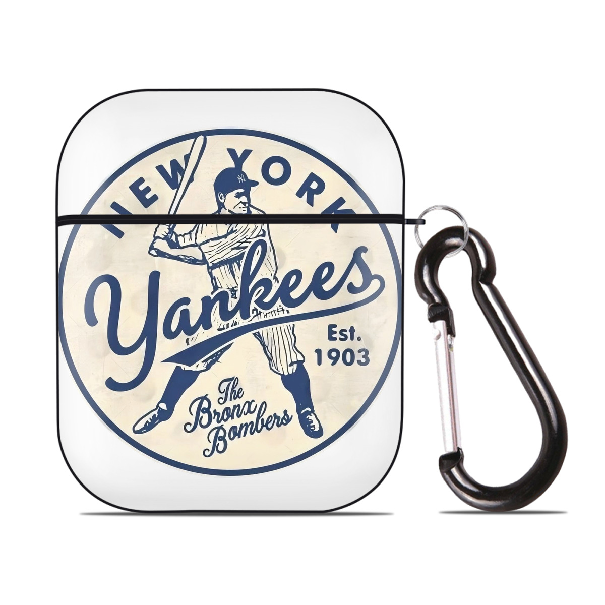 New York Yankees The Bronx Bombers Estd 1903 AirPods 2 Case Hard Shell Black, Flexible PC Material, Precise Cutouts, Full Protection, Anti-Fingerprint, Washable, Includes Keychain – Durable & Slim Design