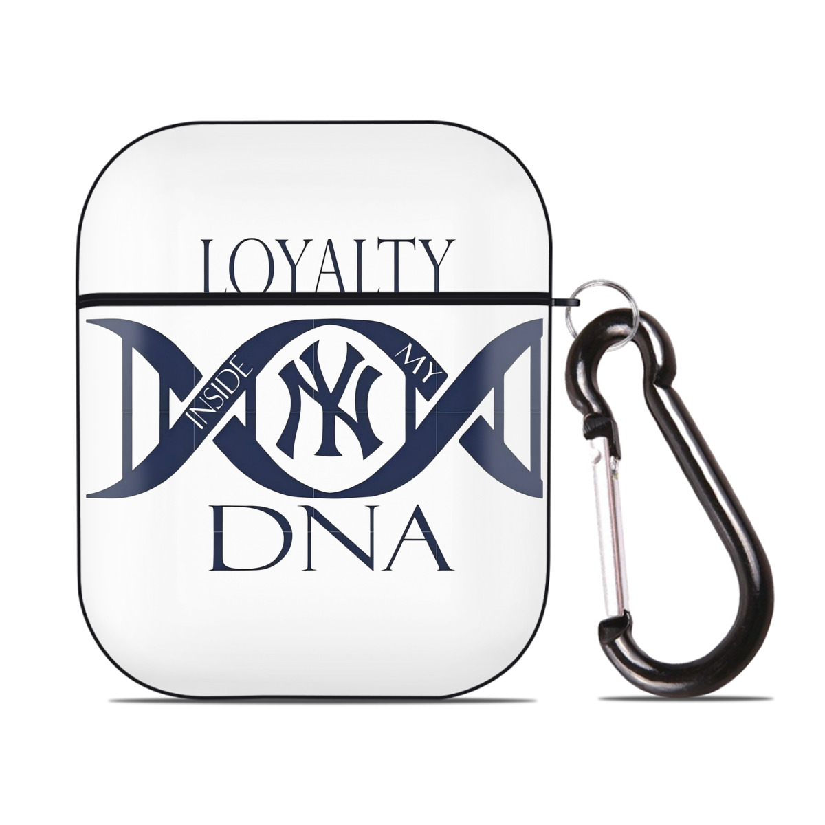 New York Yankees Loyalty DNA AirPods 2 Case Hard Shell Black, Flexible PC Material, Precise Cutouts, Full Protection, Anti-Fingerprint, Washable, Includes Keychain – Durable & Slim Design