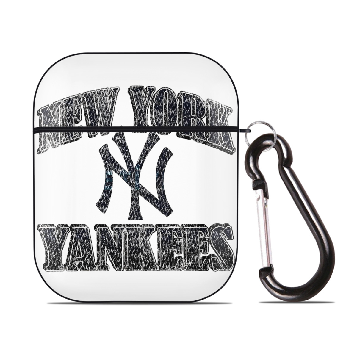 New York Yankees 76 AirPods 2 Case Hard Shell Black, Flexible PC Material, Precise Cutouts, Full Protection, Anti-Fingerprint, Washable, Includes Keychain – Durable & Slim Design