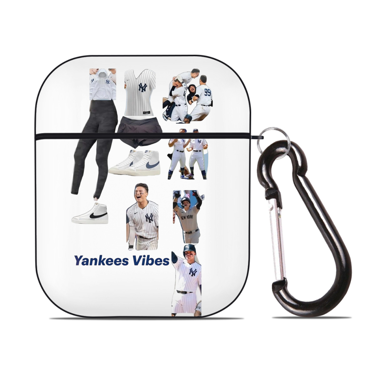New York Yankees 282 AirPods 2 Case Hard Shell Black, Flexible PC Material, Precise Cutouts, Full Protection, Anti-Fingerprint, Washable, Includes Keychain – Durable & Slim Design