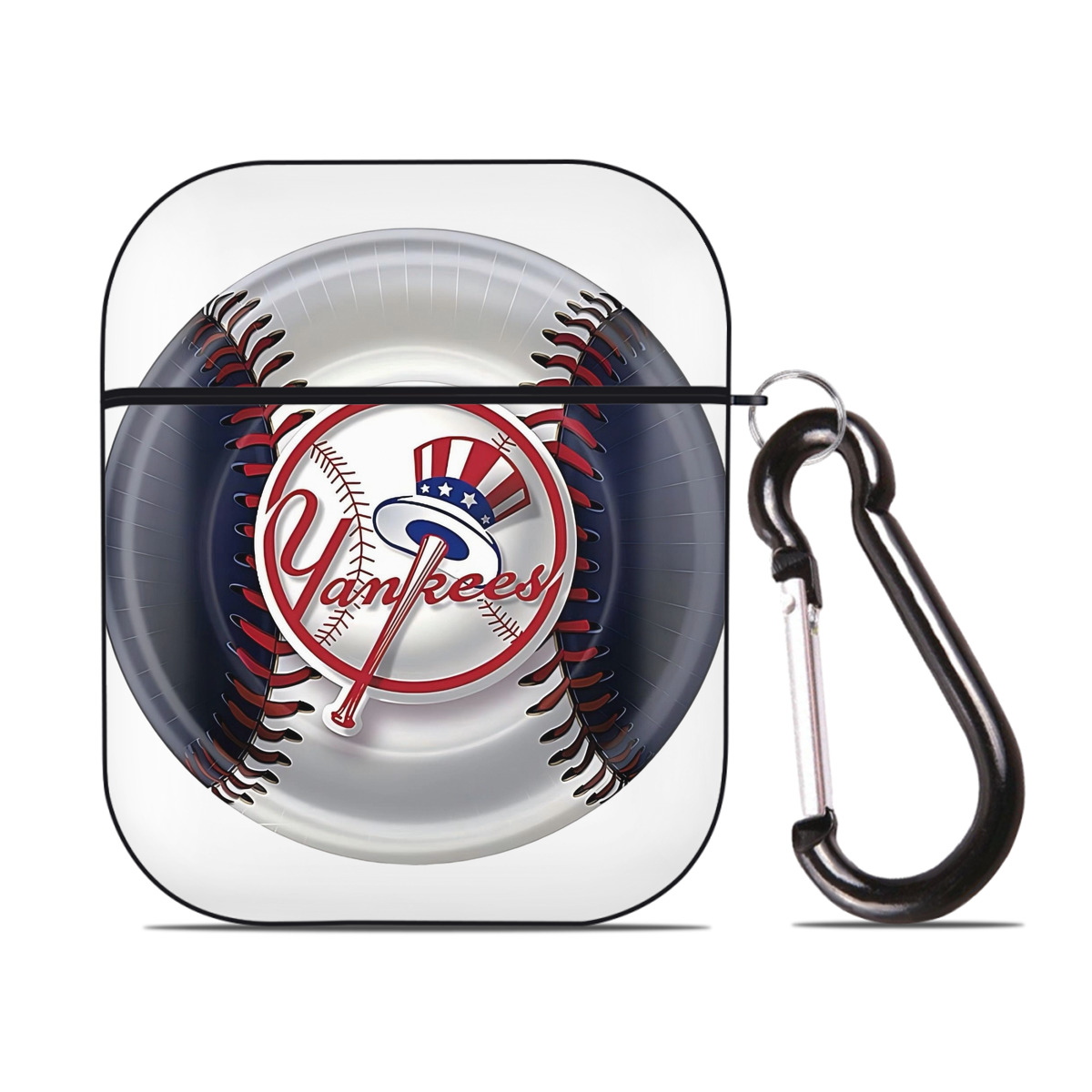 New York Yankees 81 AirPods 2 Case Hard Shell Black, Flexible PC Material, Precise Cutouts, Full Protection, Anti-Fingerprint, Washable, Includes Keychain – Durable & Slim Design