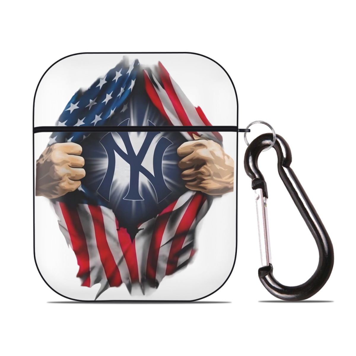 New York Yankees US Flag Yankees Inside Me AirPods 2 Case Hard Shell Black, Flexible PC Material, Precise Cutouts, Full Protection, Anti-Fingerprint, Washable, Includes Keychain – Durable & Slim Design