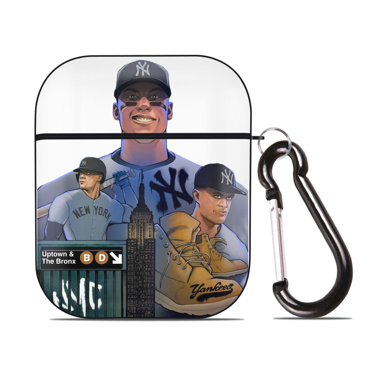 New York Yankees 273 AirPods 2 Case Hard Shell Black, Flexible PC Material, Precise Cutouts, Full Protection, Anti-Fingerprint, Washable, Includes Keychain – Durable & Slim Design