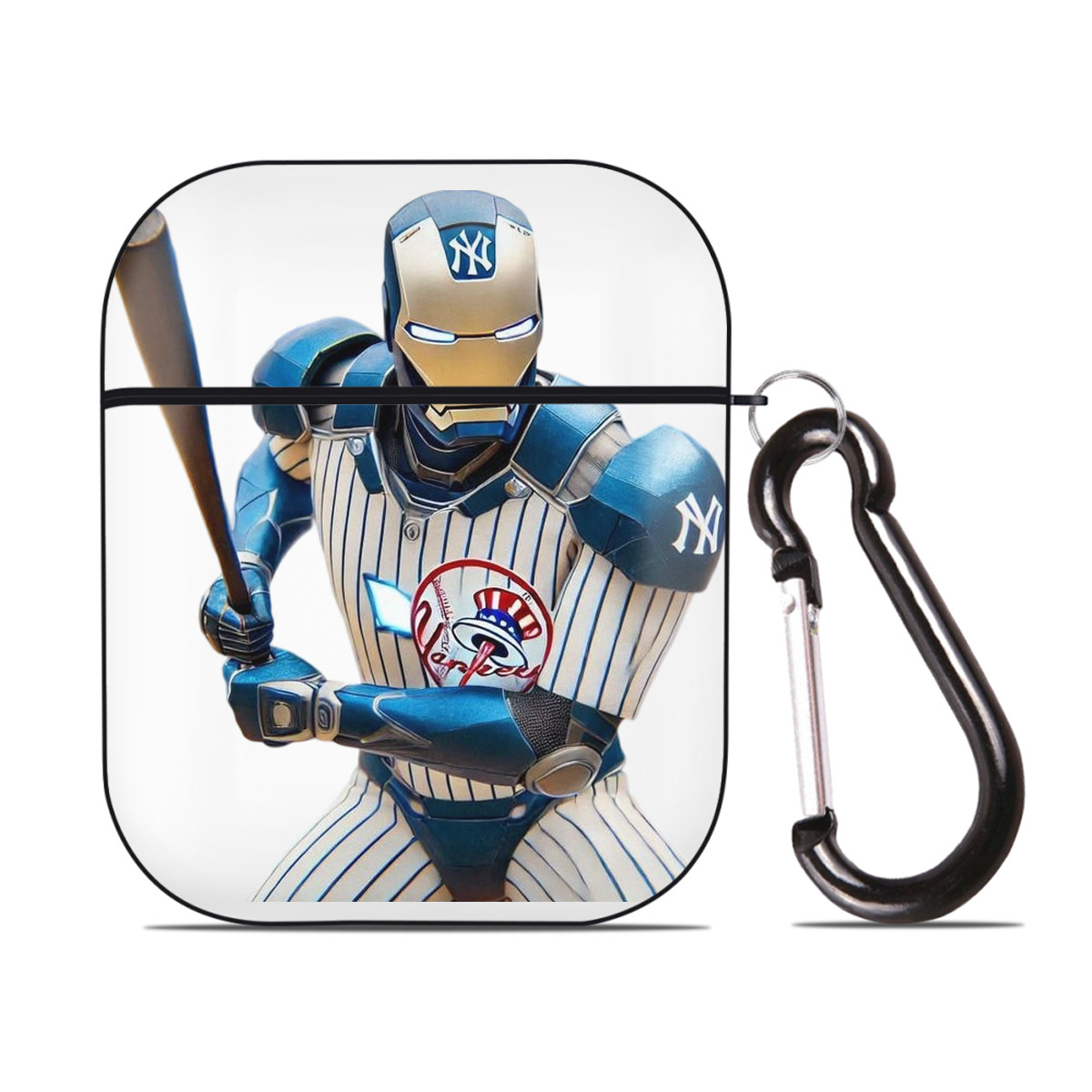 New York Yankees 283 AirPods 2 Case Hard Shell Black, Flexible PC Material, Precise Cutouts, Full Protection, Anti-Fingerprint, Washable, Includes Keychain – Durable & Slim Design