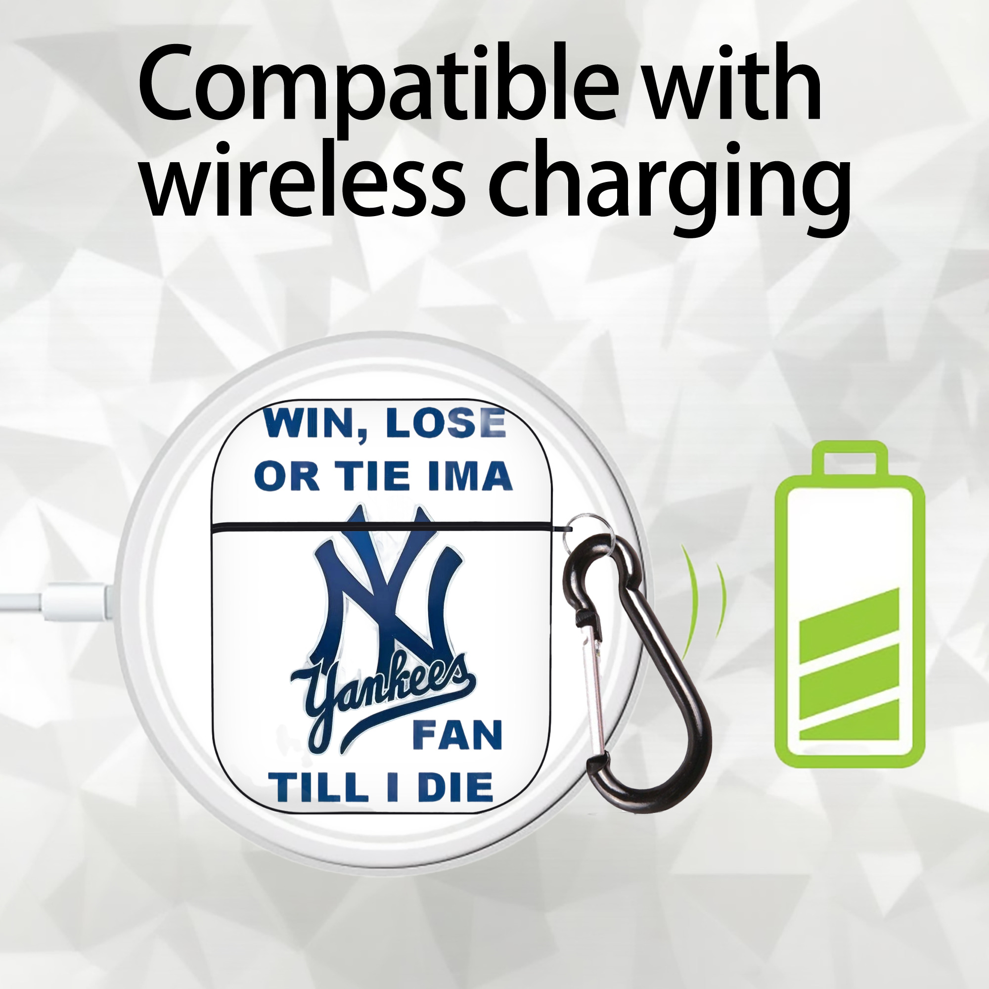 New York Yankees Win,Lose or Tie IMA Fan Till I Die AirPods 2 Case Hard Shell Black, Flexible PC Material, Precise Cutouts, Full Protection, Anti-Fingerprint, Washable, Includes Keychain – Durable & Slim Design