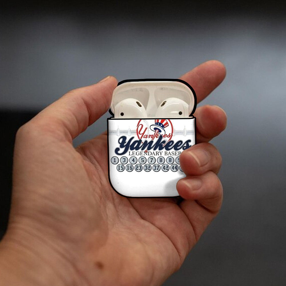 New York Yankees Legendary Baseball AirPods 2 Case Hard Shell Black, Flexible PC Material, Precise Cutouts, Full Protection, Anti-Fingerprint, Washable, Includes Keychain – Durable & Slim Design