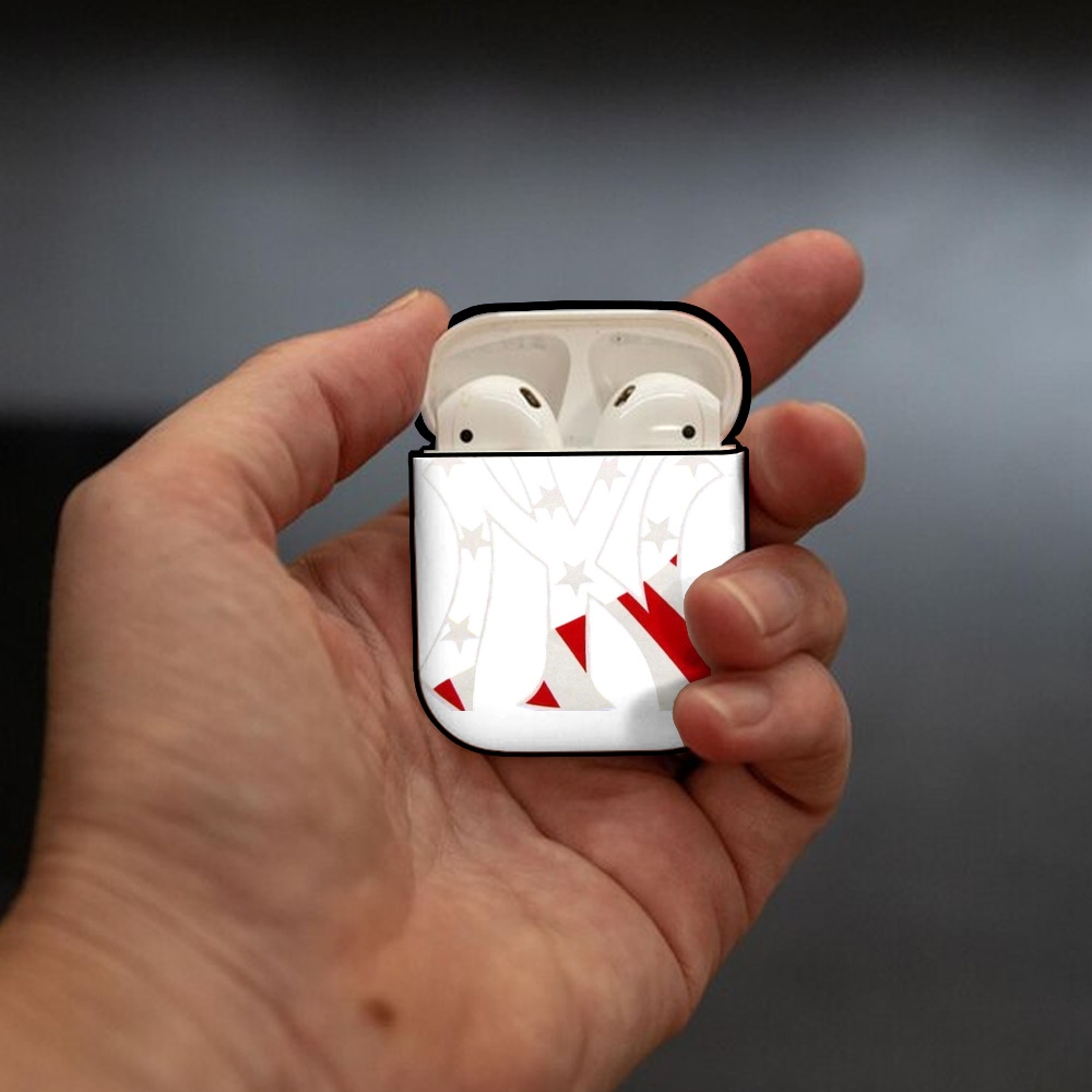 New York Yankees Logo USA AirPods 2 Case Hard Shell Black, Flexible PC Material, Precise Cutouts, Full Protection, Anti-Fingerprint, Washable, Includes Keychain – Durable & Slim Design