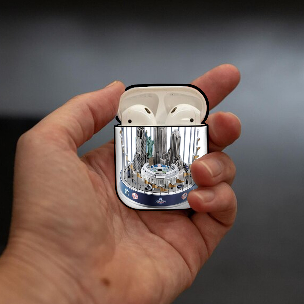 New York Yankees WS Champions Cup AirPods 2 Case Hard Shell Black, Flexible PC Material, Precise Cutouts, Full Protection, Anti-Fingerprint, Washable, Includes Keychain – Durable & Slim Design