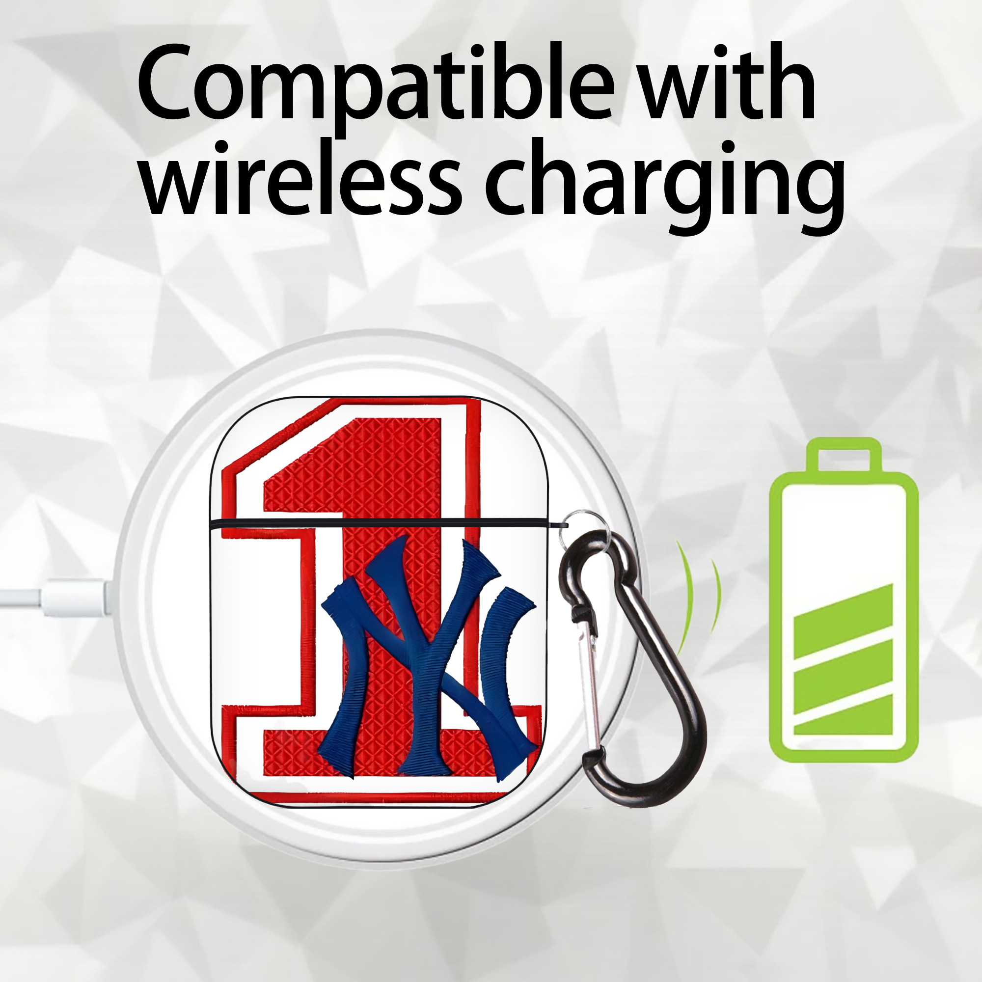 New York Yankees No.1 Fans AirPods 2 Case Hard Shell Black, Flexible PC Material, Precise Cutouts, Full Protection, Anti-Fingerprint, Washable, Includes Keychain – Durable & Slim Design