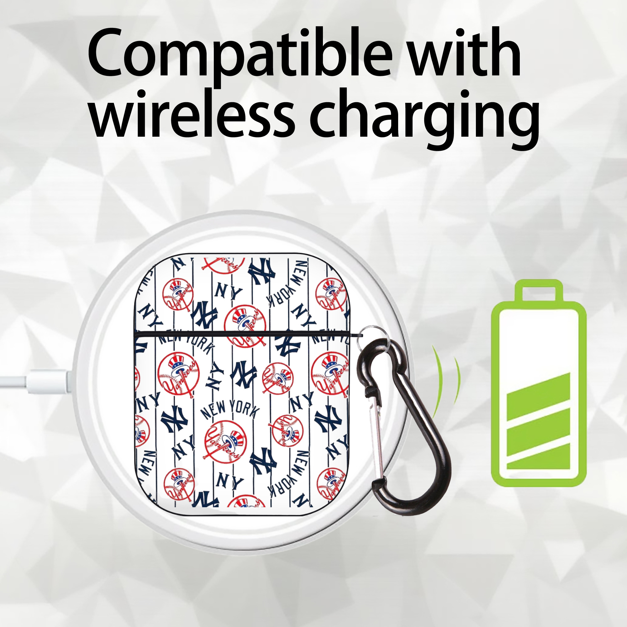 New York Yankees 78 AirPods 2 Case Hard Shell Black, Flexible PC Material, Precise Cutouts, Full Protection, Anti-Fingerprint, Washable, Includes Keychain – Durable & Slim Design