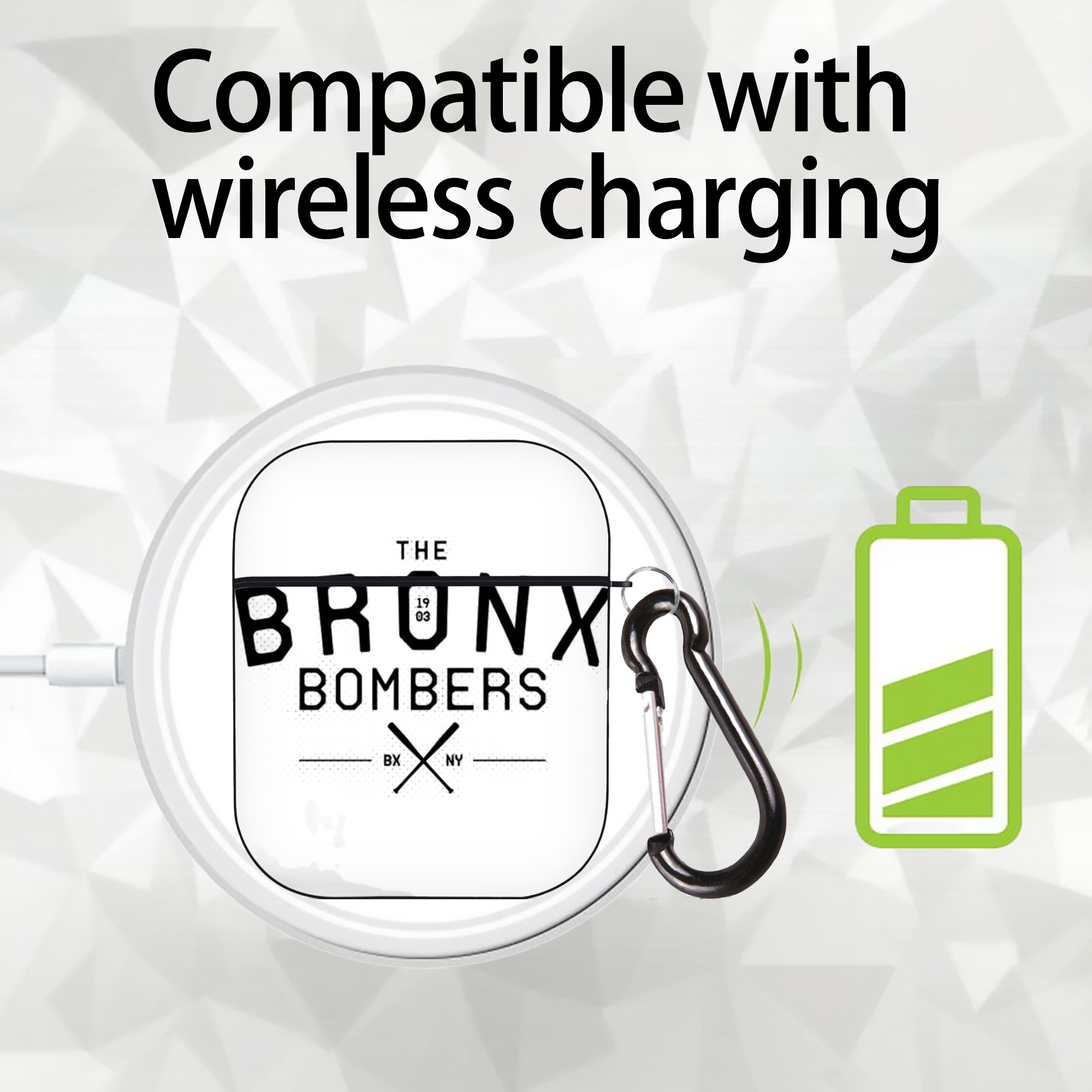 New York Yankees The Bronx Bombers 1903 AirPods 2 Case Hard Shell Black, Flexible PC Material, Precise Cutouts, Full Protection, Anti-Fingerprint, Washable, Includes Keychain – Durable & Slim Design