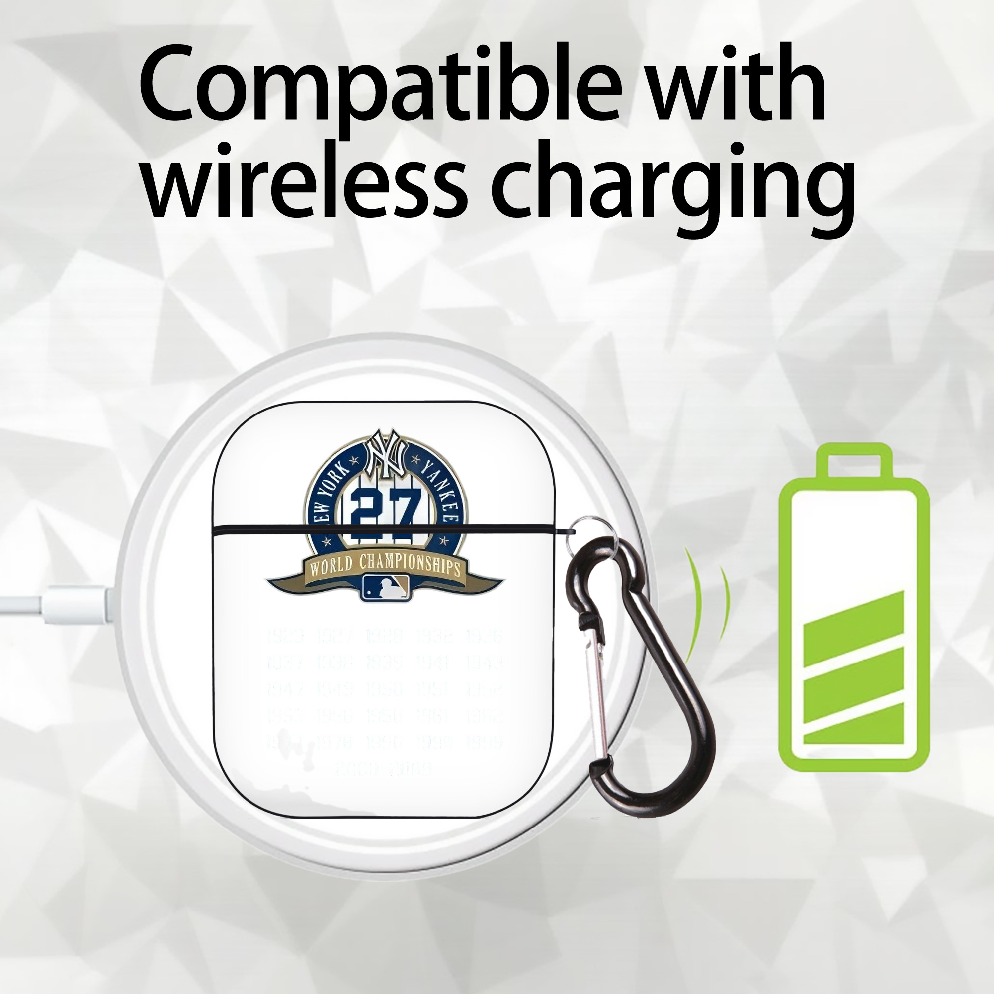 New York Yankees 27 WS Championships AirPods 2 Case Hard Shell Black, Flexible PC Material, Precise Cutouts, Full Protection, Anti-Fingerprint, Washable, Includes Keychain – Durable & Slim Design