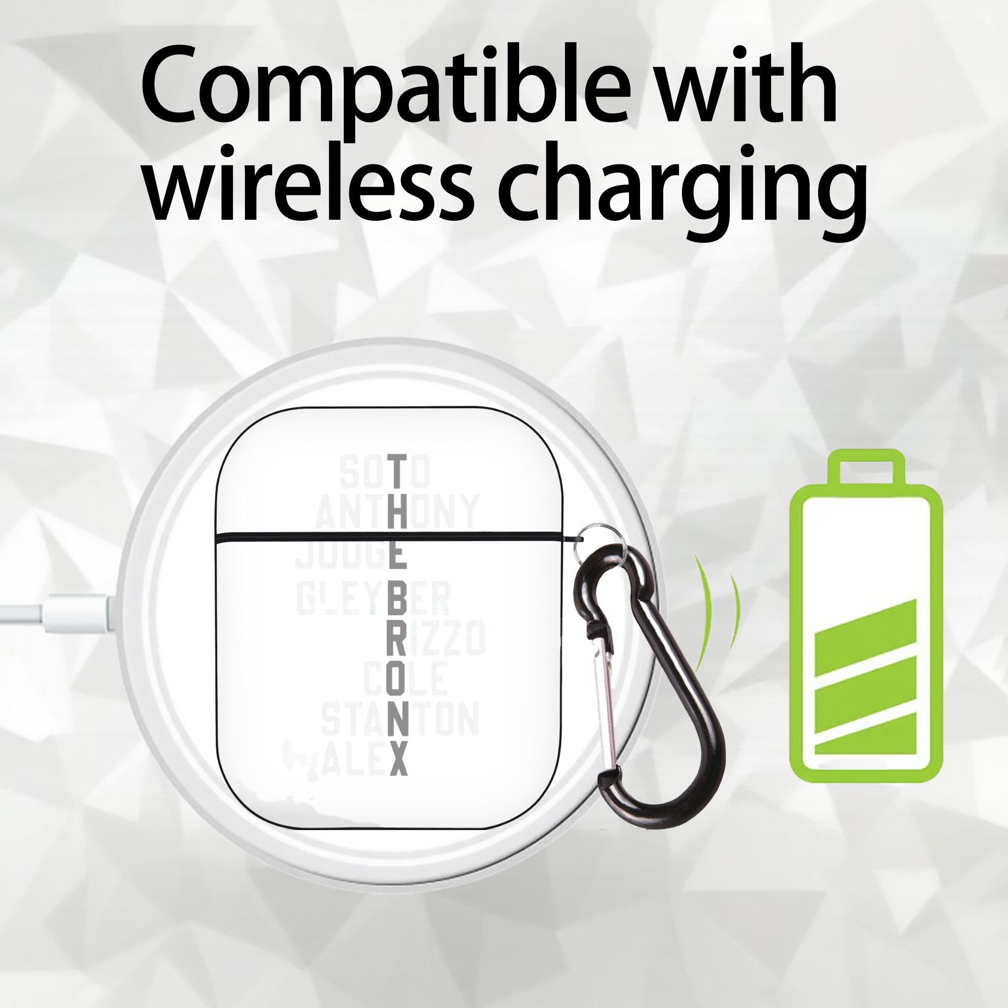 New York Yankees The Bronx Player Name AirPods 2 Case Hard Shell Black, Flexible PC Material, Precise Cutouts, Full Protection, Anti-Fingerprint, Washable, Includes Keychain – Durable & Slim Design