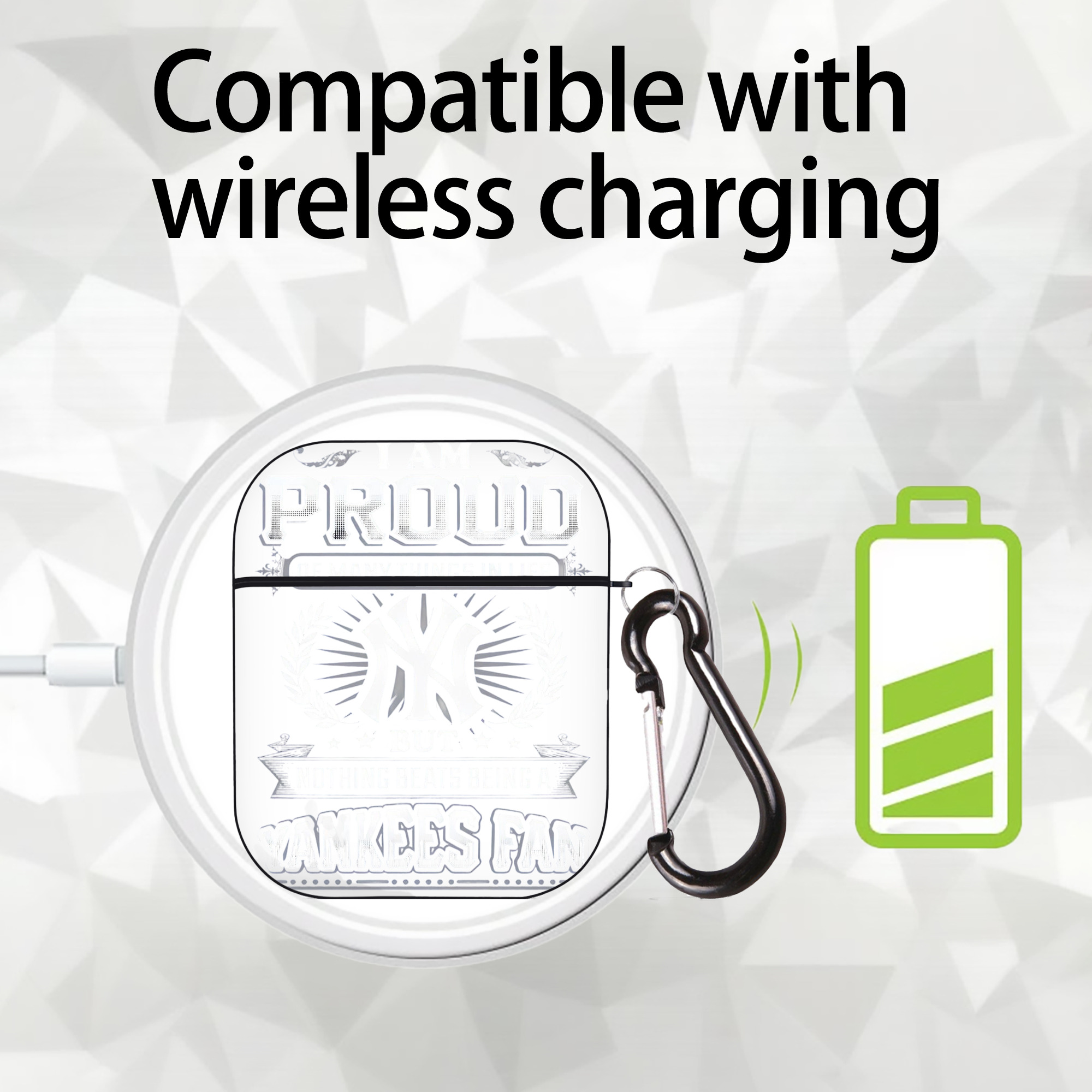 New York Yankees 275 AirPods 2 Case Hard Shell Black, Flexible PC Material, Precise Cutouts, Full Protection, Anti-Fingerprint, Washable, Includes Keychain – Durable & Slim Design