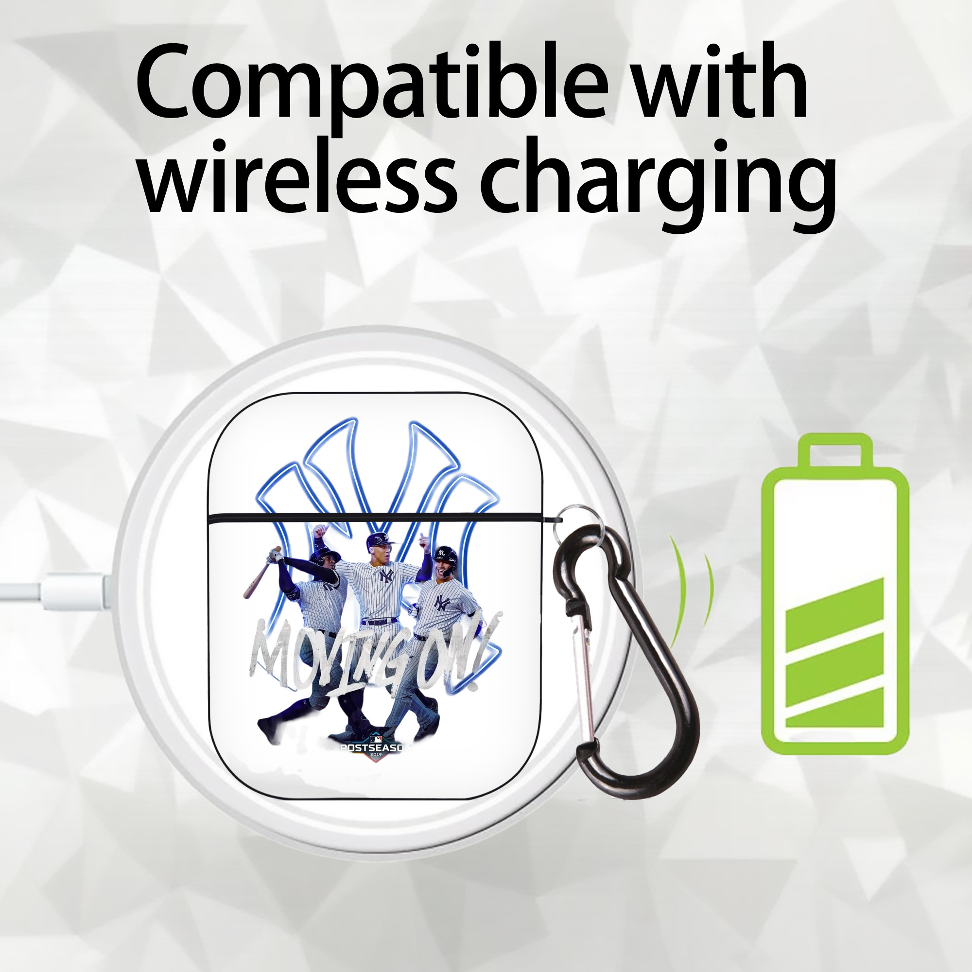 New York Yankees 280 AirPods 2 Case Hard Shell Black, Flexible PC Material, Precise Cutouts, Full Protection, Anti-Fingerprint, Washable, Includes Keychain – Durable & Slim Design