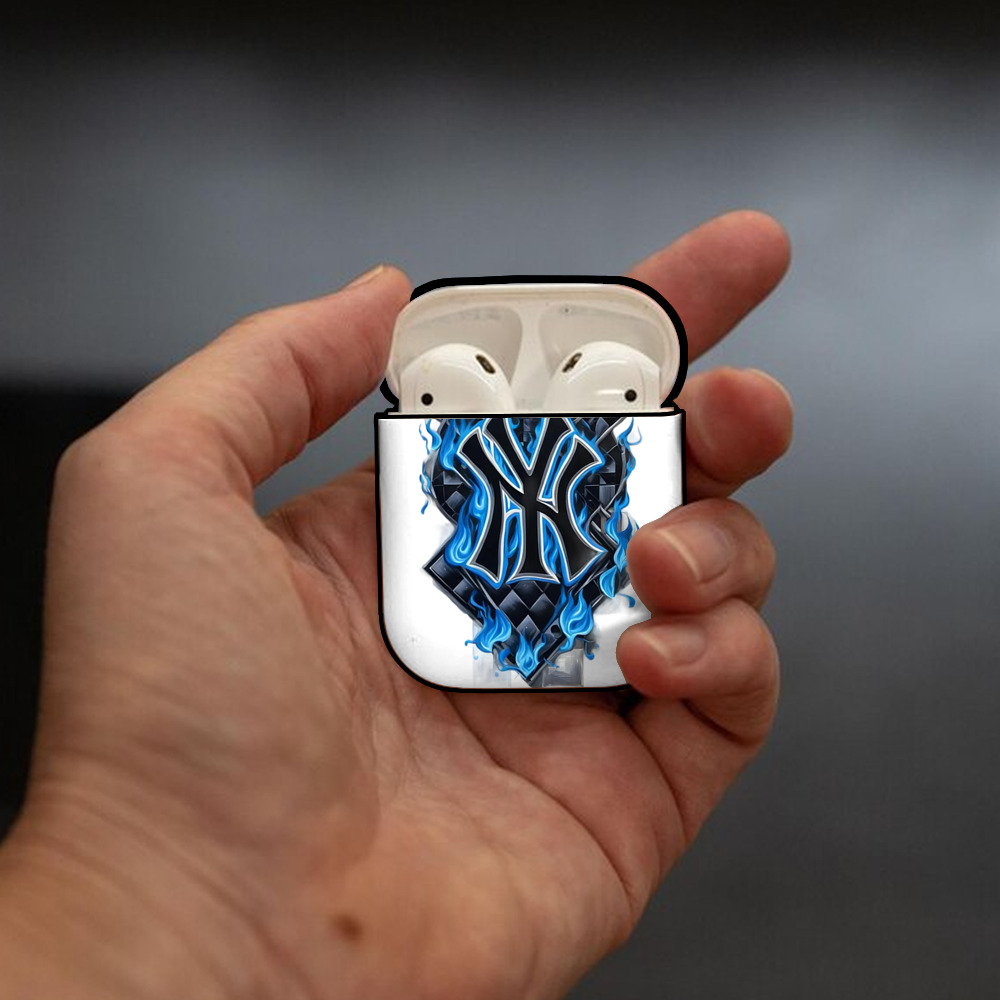 New York Yankees 285 AirPods 2 Case Hard Shell Black, Flexible PC Material, Precise Cutouts, Full Protection, Anti-Fingerprint, Washable, Includes Keychain – Durable & Slim Design