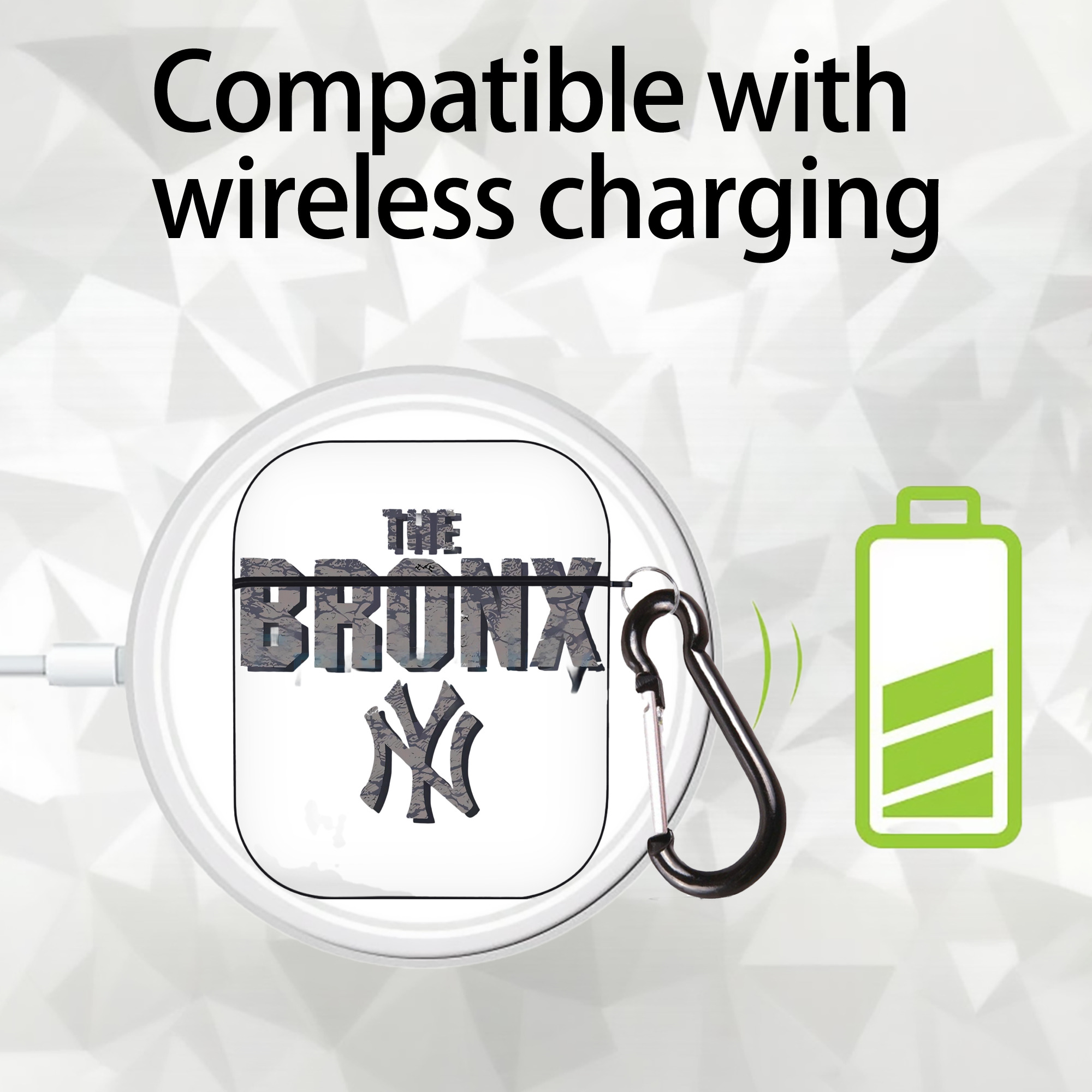 New York Yankees The Bronx AirPods 2 Case Hard Shell Black, Flexible PC Material, Precise Cutouts, Full Protection, Anti-Fingerprint, Washable, Includes Keychain – Durable & Slim Design