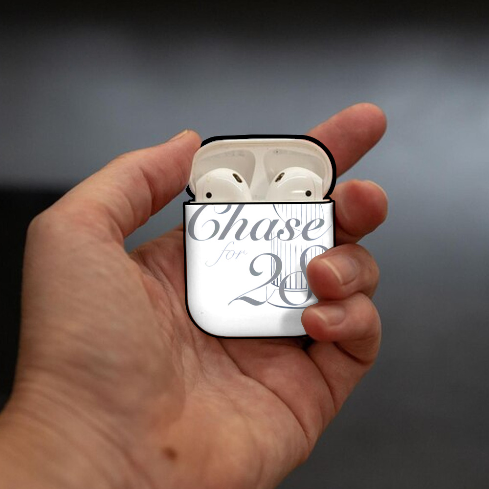 New York Yankees The Chase for 28 AirPods 2 Case Hard Shell Black, Flexible PC Material, Precise Cutouts, Full Protection, Anti-Fingerprint, Washable, Includes Keychain – Durable & Slim Design