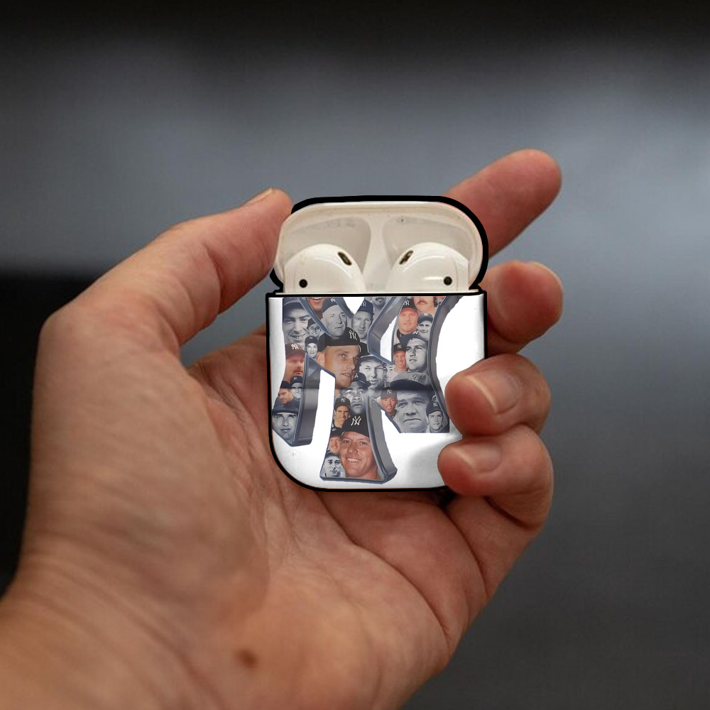New York Yankees 279 AirPods 2 Case Hard Shell Black, Flexible PC Material, Precise Cutouts, Full Protection, Anti-Fingerprint, Washable, Includes Keychain – Durable & Slim Design