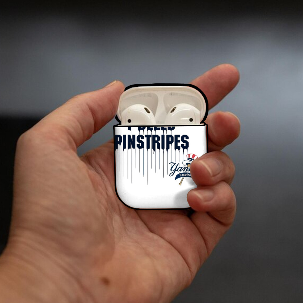 New York Yankees I Bleed Pinstripes AirPods 2 Case Hard Shell Black, Flexible PC Material, Precise Cutouts, Full Protection, Anti-Fingerprint, Washable, Includes Keychain – Durable & Slim Design