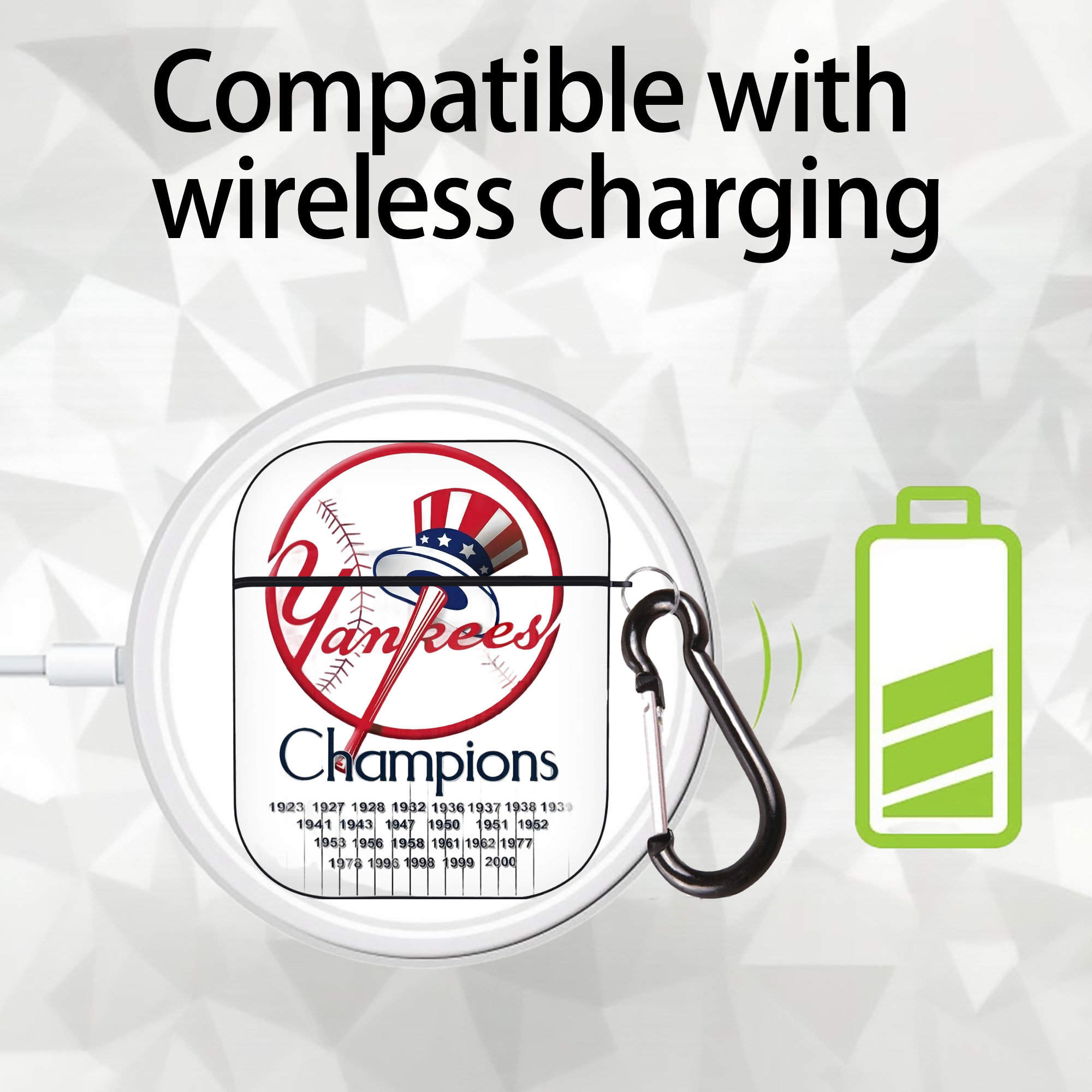 New York Yankees 56 AirPods 2 Case Hard Shell Black, Flexible PC Material, Precise Cutouts, Full Protection, Anti-Fingerprint, Washable, Includes Keychain – Durable & Slim Design