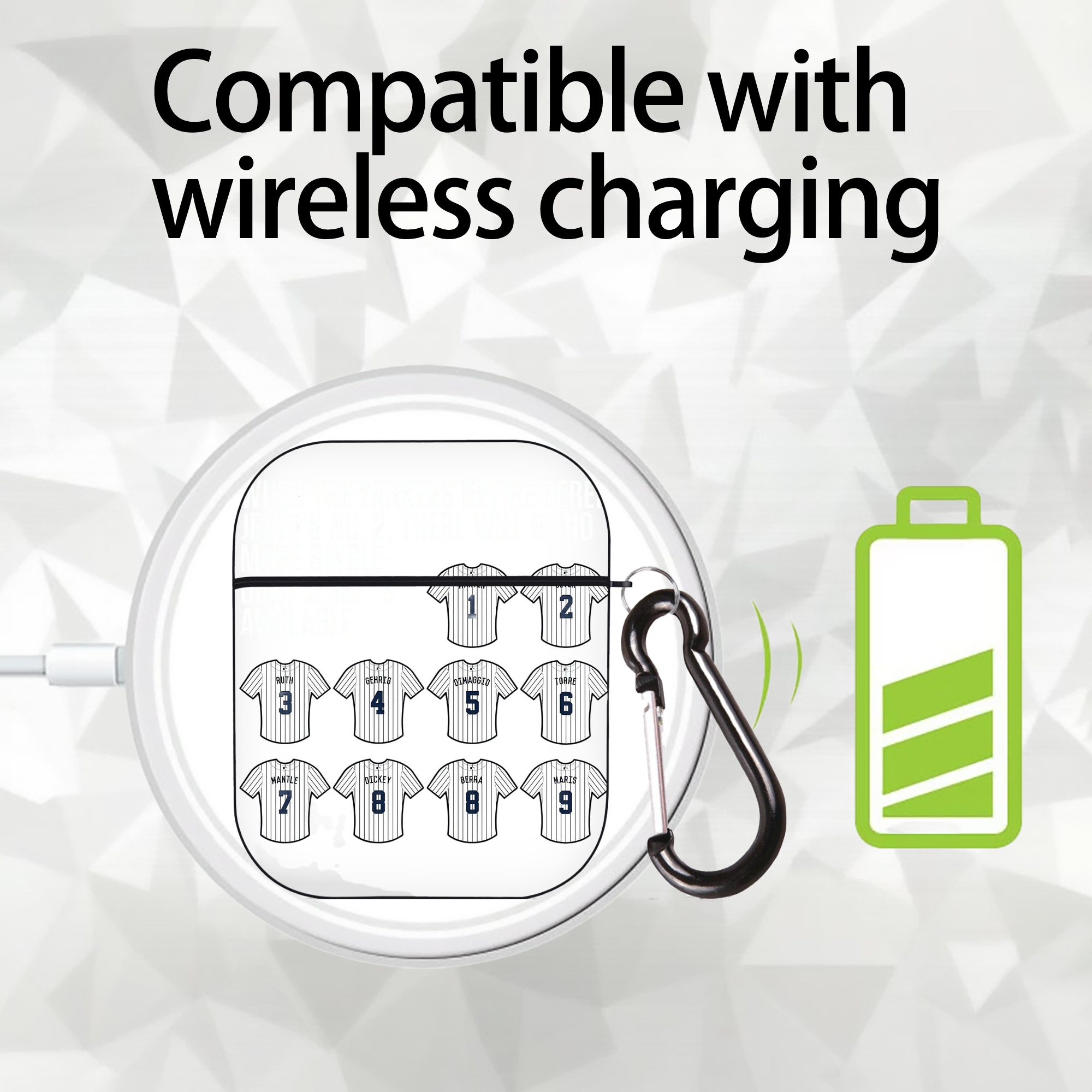 New York Yankees 61 AirPods 2 Case Hard Shell Black, Flexible PC Material, Precise Cutouts, Full Protection, Anti-Fingerprint, Washable, Includes Keychain – Durable & Slim Design