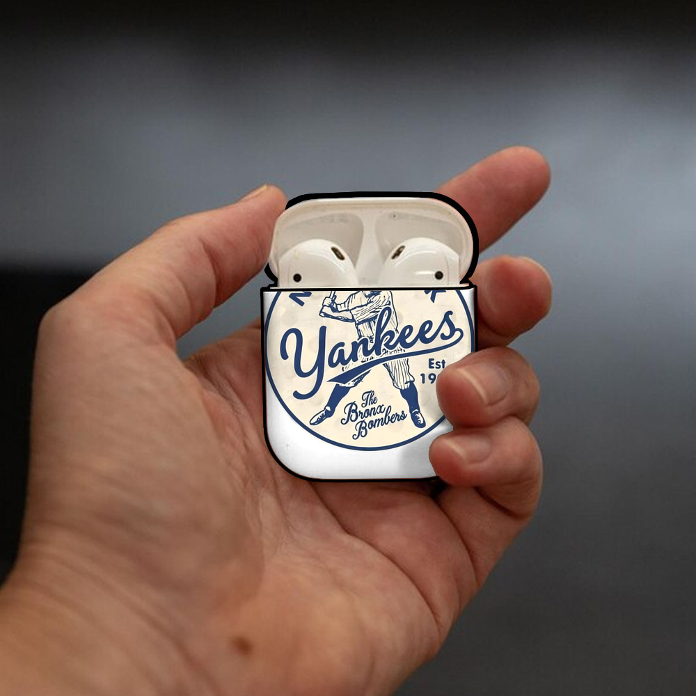 New York Yankees The Bronx Bombers Estd 1903 AirPods 2 Case Hard Shell Black, Flexible PC Material, Precise Cutouts, Full Protection, Anti-Fingerprint, Washable, Includes Keychain – Durable & Slim Design