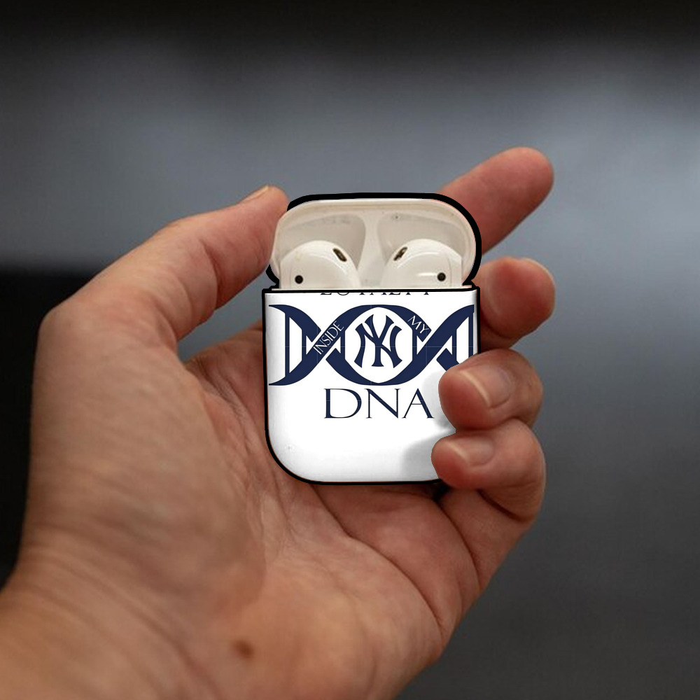 New York Yankees Loyalty DNA AirPods 2 Case Hard Shell Black, Flexible PC Material, Precise Cutouts, Full Protection, Anti-Fingerprint, Washable, Includes Keychain – Durable & Slim Design