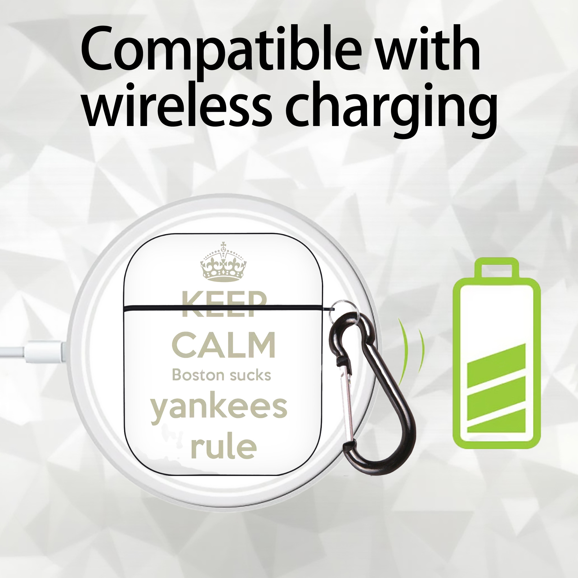 New York Yankees Keep Calm Yankees Rule Boston Sucks AirPods 2 Case Hard Shell Black, Flexible PC Material, Precise Cutouts, Full Protection, Anti-Fingerprint, Washable, Includes Keychain – Durable & Slim Design