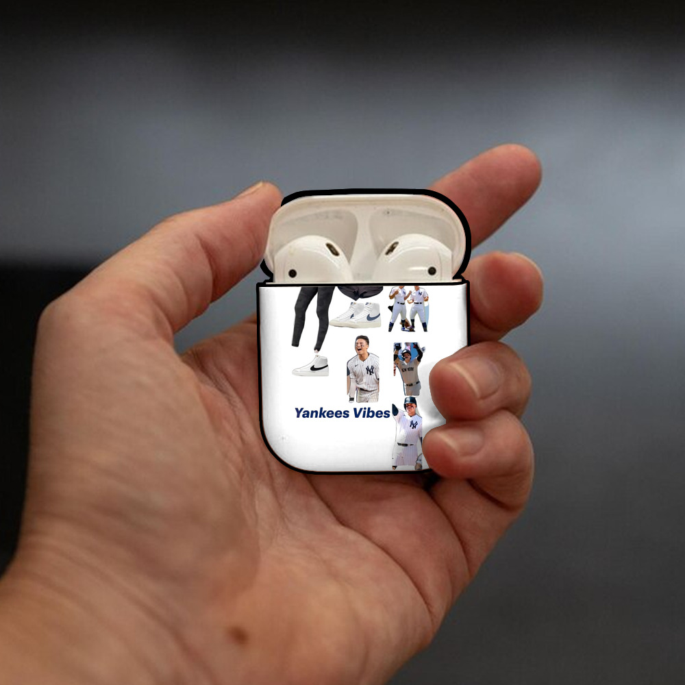 New York Yankees 282 AirPods 2 Case Hard Shell Black, Flexible PC Material, Precise Cutouts, Full Protection, Anti-Fingerprint, Washable, Includes Keychain – Durable & Slim Design
