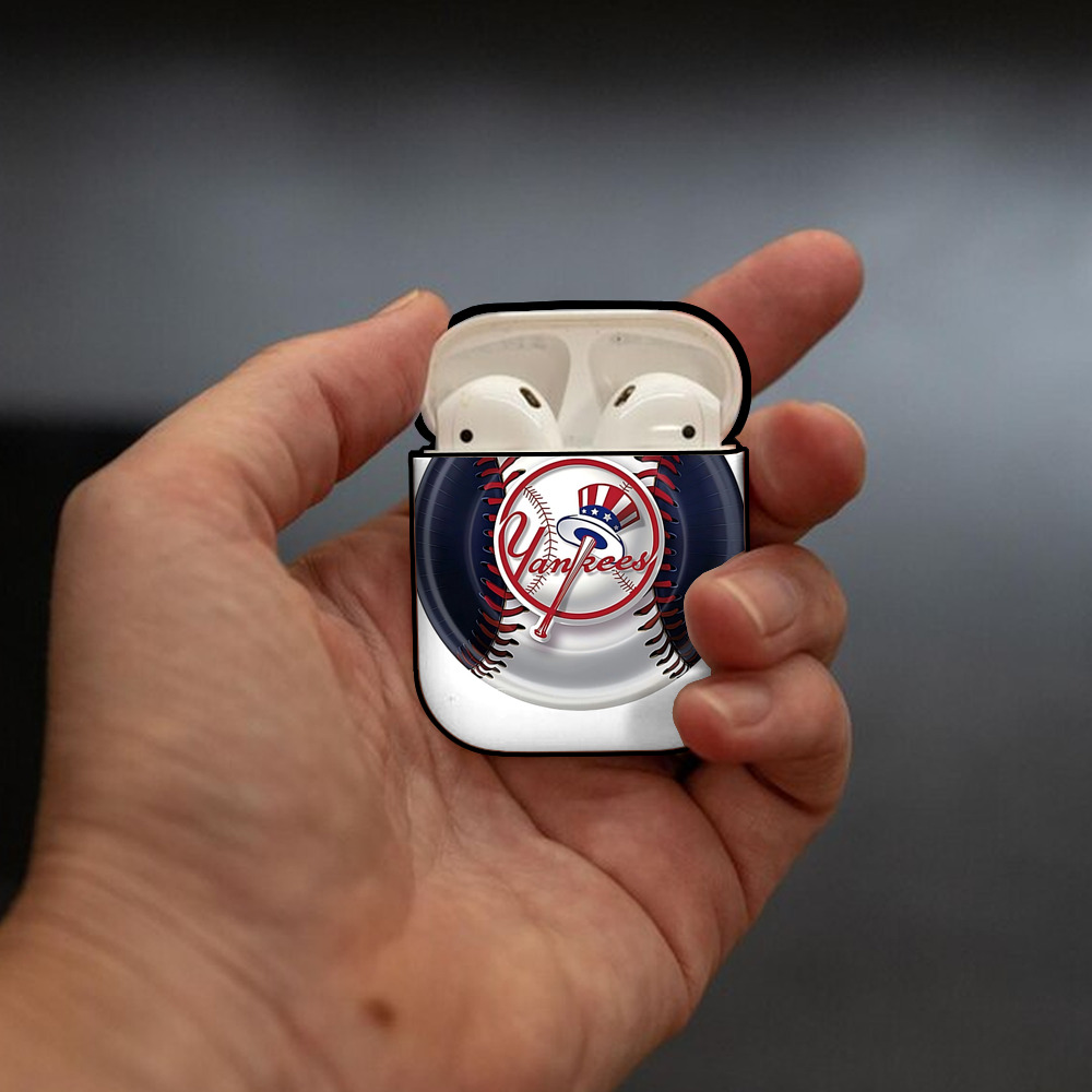 New York Yankees 81 AirPods 2 Case Hard Shell Black, Flexible PC Material, Precise Cutouts, Full Protection, Anti-Fingerprint, Washable, Includes Keychain – Durable & Slim Design