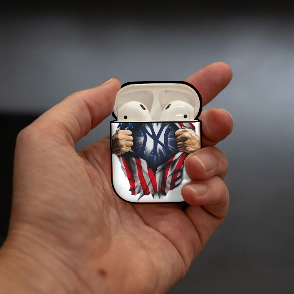New York Yankees US Flag Yankees Inside Me AirPods 2 Case Hard Shell Black, Flexible PC Material, Precise Cutouts, Full Protection, Anti-Fingerprint, Washable, Includes Keychain – Durable & Slim Design
