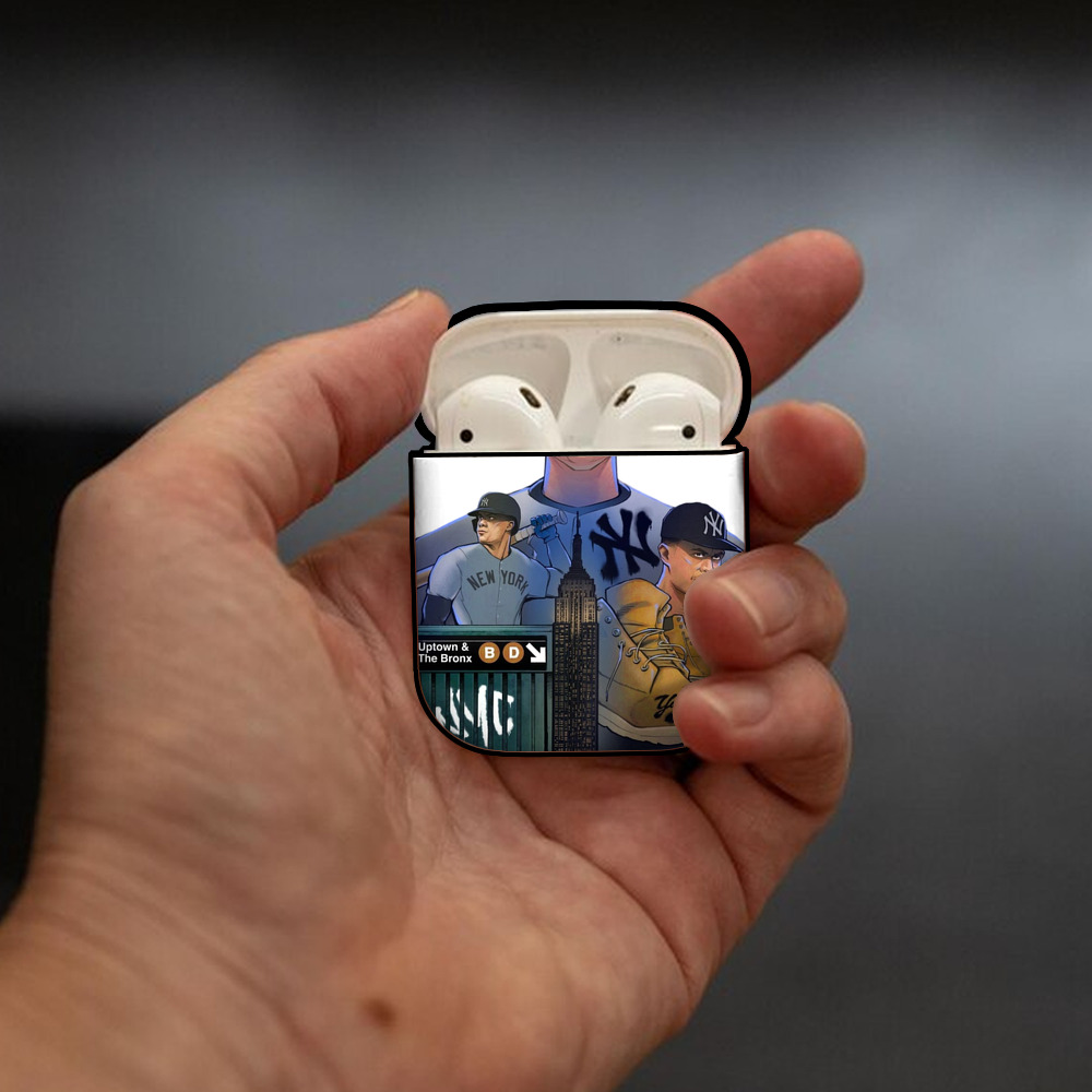 New York Yankees 273 AirPods 2 Case Hard Shell Black, Flexible PC Material, Precise Cutouts, Full Protection, Anti-Fingerprint, Washable, Includes Keychain – Durable & Slim Design