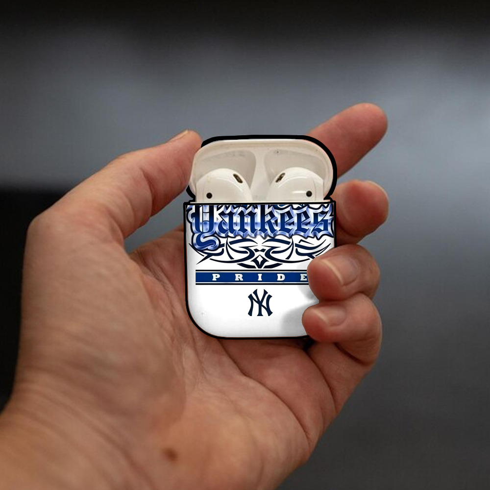 New York Yankees 278 AirPods 2 Case Hard Shell Black, Flexible PC Material, Precise Cutouts, Full Protection, Anti-Fingerprint, Washable, Includes Keychain – Durable & Slim Design