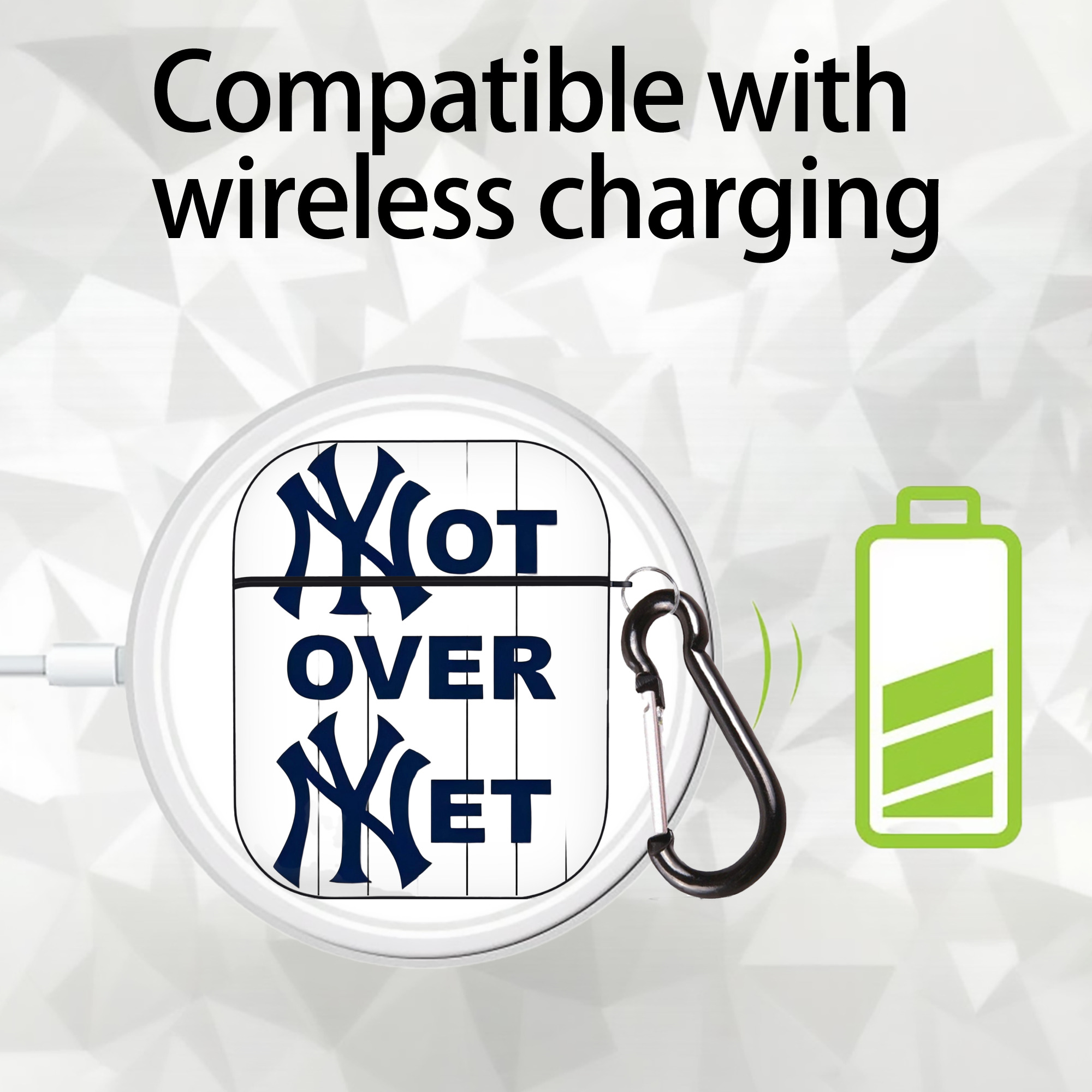 New York Yankees Not over Net AirPods 2 Case Hard Shell Black, Flexible PC Material, Precise Cutouts, Full Protection, Anti-Fingerprint, Washable, Includes Keychain – Durable & Slim Design