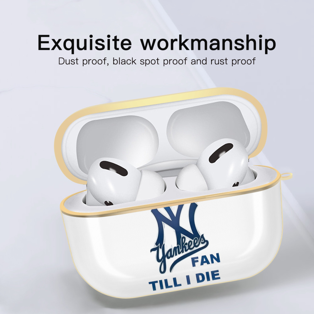 New York Yankees Win,Lose or Tie IMA Fan Till I Die Luxury Gold AirPods Pro Case With Keychain, Flexible PC Material, Full Protection, Precise Cutouts, Anti-Fingerprint, Washable, Durable Design