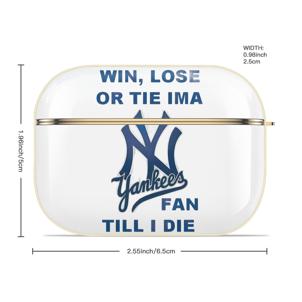 New York Yankees Win,Lose or Tie IMA Fan Till I Die Luxury Gold AirPods Pro Case With Keychain, Flexible PC Material, Full Protection, Precise Cutouts, Anti-Fingerprint, Washable, Durable Design