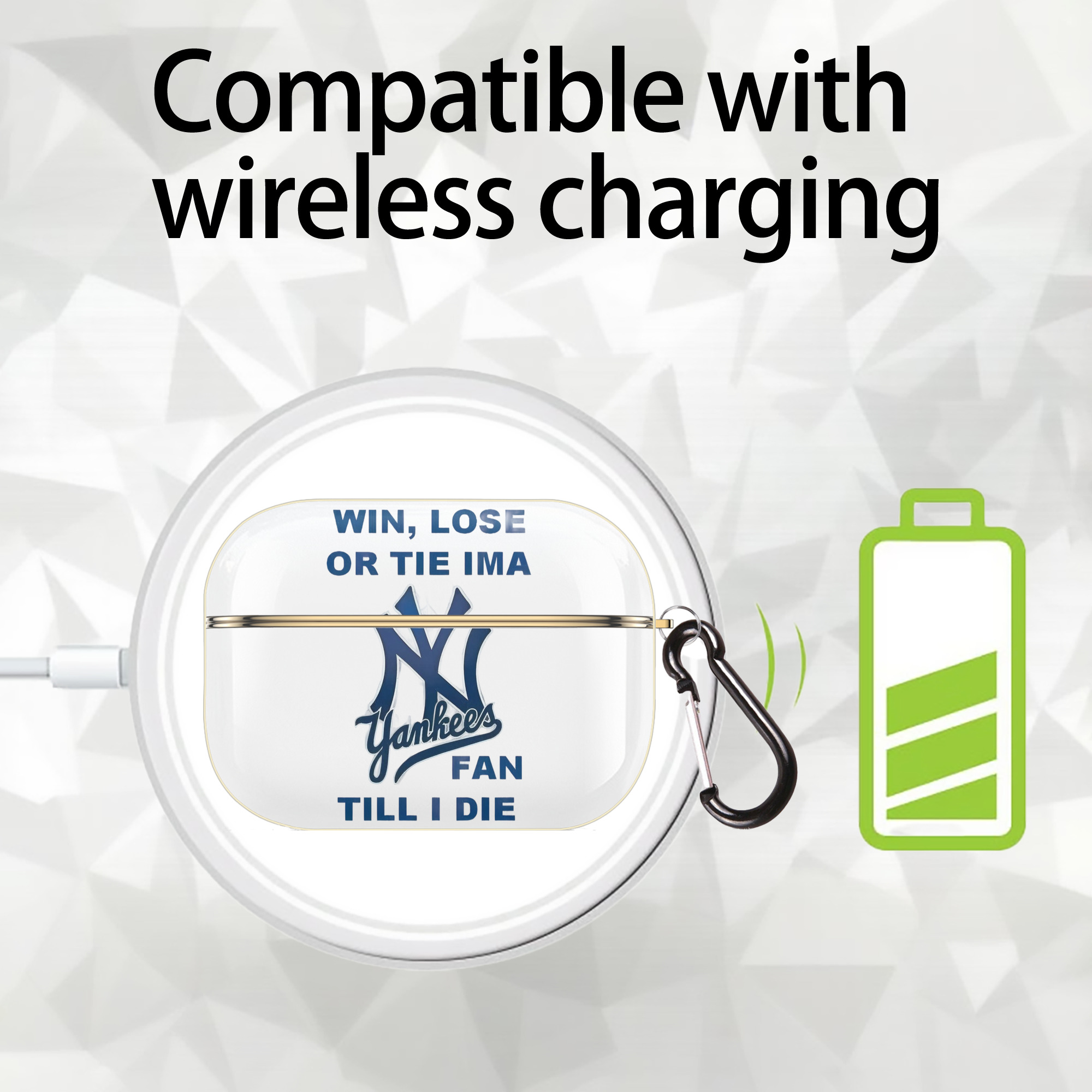 New York Yankees Win,Lose or Tie IMA Fan Till I Die Luxury Gold AirPods Pro Case With Keychain, Flexible PC Material, Full Protection, Precise Cutouts, Anti-Fingerprint, Washable, Durable Design