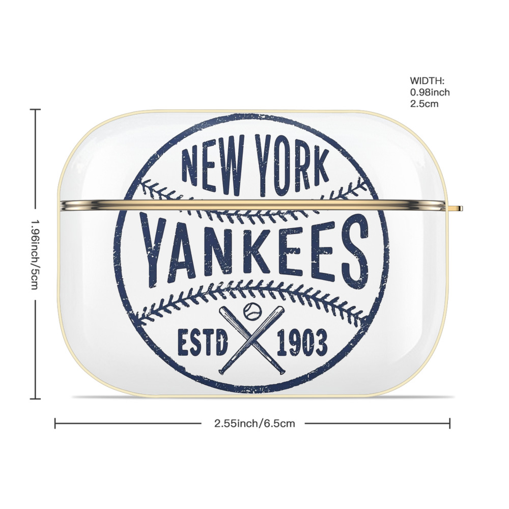 New York Yankees Estd 1903 Luxury Gold AirPods Pro Case With Keychain, Flexible PC Material, Full Protection, Precise Cutouts, Anti-Fingerprint, Washable, Durable Design