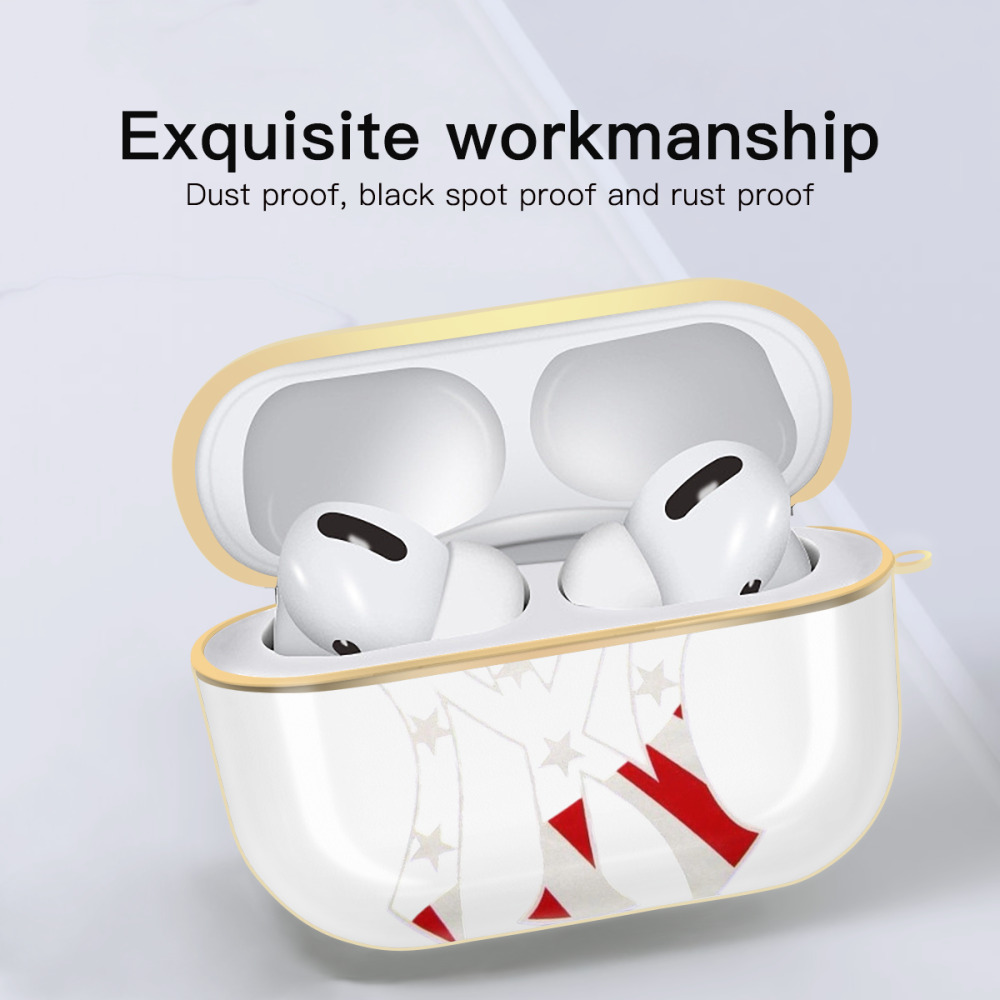 New York Yankees Logo USA Luxury Gold AirPods Pro Case With Keychain, Flexible PC Material, Full Protection, Precise Cutouts, Anti-Fingerprint, Washable, Durable Design