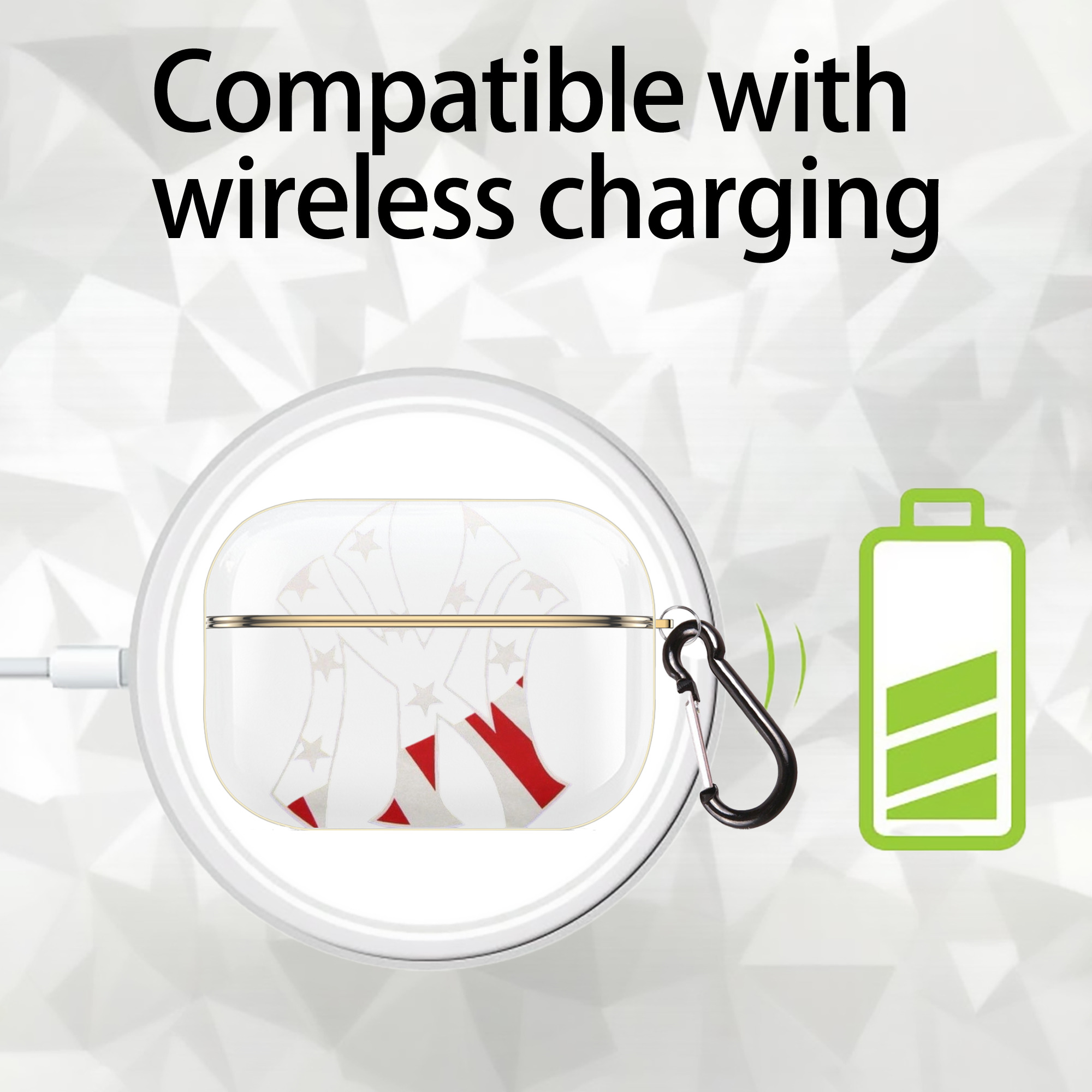 New York Yankees Logo USA Luxury Gold AirPods Pro Case With Keychain, Flexible PC Material, Full Protection, Precise Cutouts, Anti-Fingerprint, Washable, Durable Design