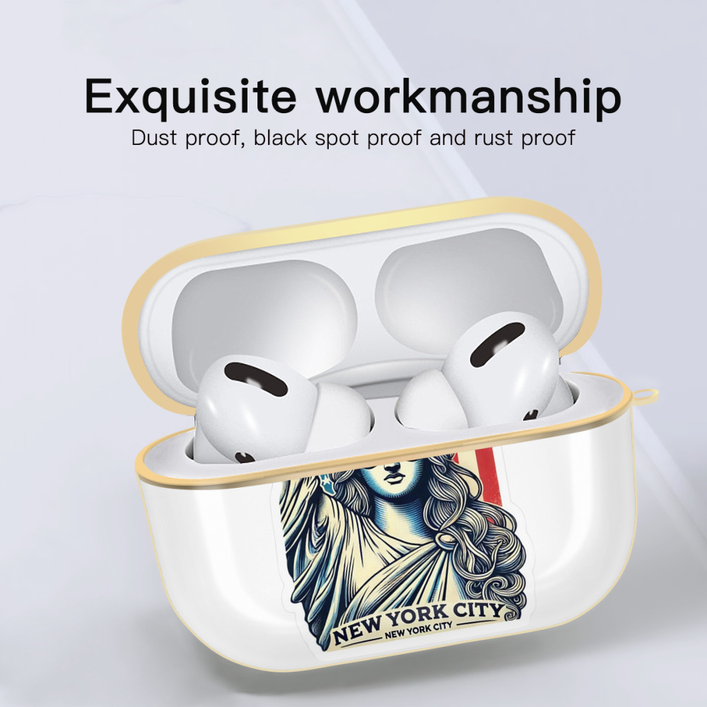 New York Yankees Liberty Luxury Gold AirPods Pro Case With Keychain, Flexible PC Material, Full Protection, Precise Cutouts, Anti-Fingerprint, Washable, Durable Design