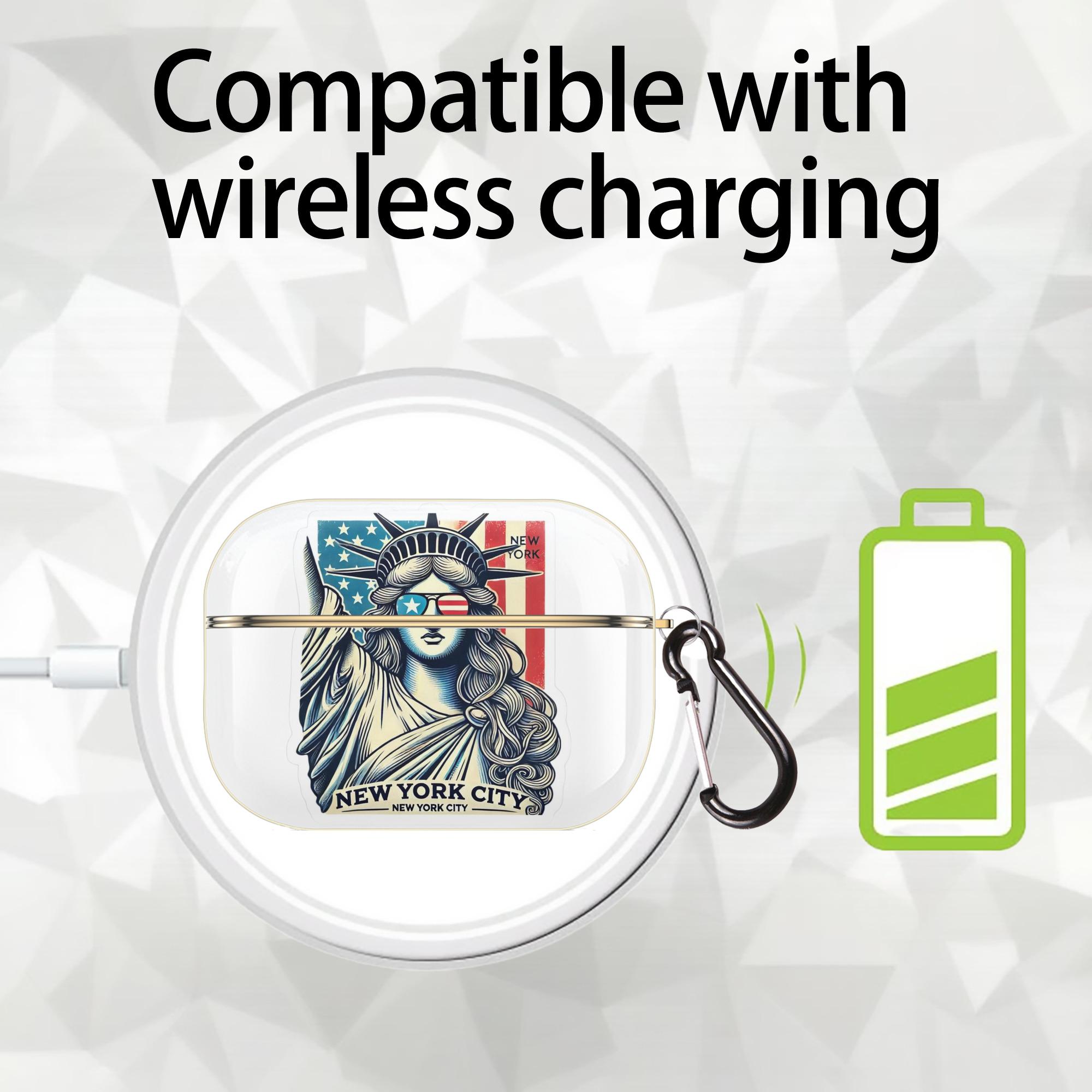 New York Yankees Liberty Luxury Gold AirPods Pro Case With Keychain, Flexible PC Material, Full Protection, Precise Cutouts, Anti-Fingerprint, Washable, Durable Design