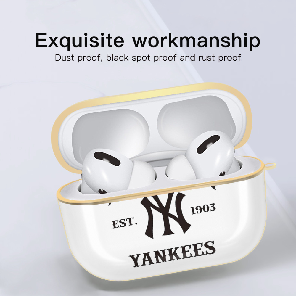 New York Yankees EST 1903 Luxury Gold AirPods Pro Case With Keychain, Flexible PC Material, Full Protection, Precise Cutouts, Anti-Fingerprint, Washable, Durable Design