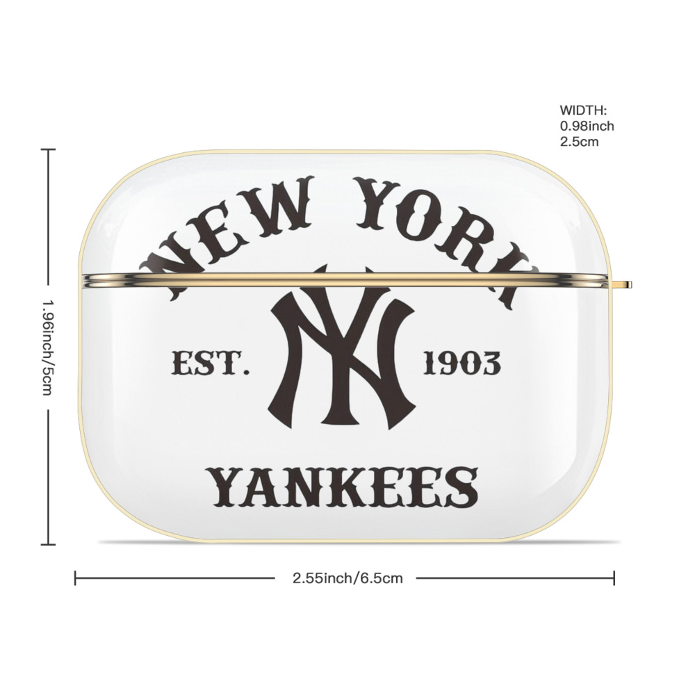 New York Yankees EST 1903 Luxury Gold AirPods Pro Case With Keychain, Flexible PC Material, Full Protection, Precise Cutouts, Anti-Fingerprint, Washable, Durable Design