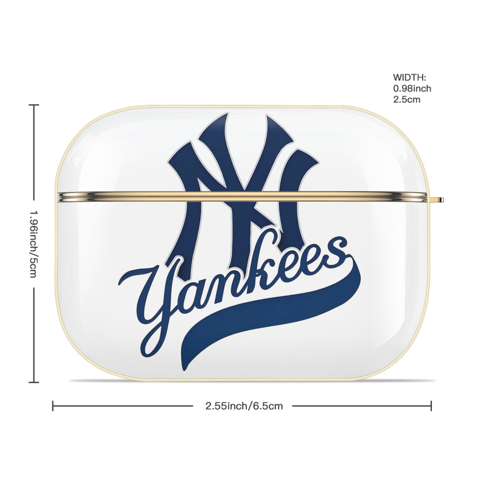New York Yankees Logo Luxury Gold AirPods Pro Case With Keychain, Flexible PC Material, Full Protection, Precise Cutouts, Anti-Fingerprint, Washable, Durable Design
