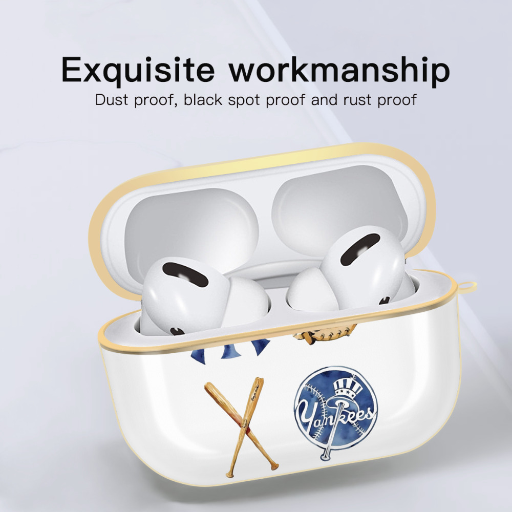 New York Yankees Baseball Luxury Gold AirPods Pro Case With Keychain, Flexible PC Material, Full Protection, Precise Cutouts, Anti-Fingerprint, Washable, Durable Design