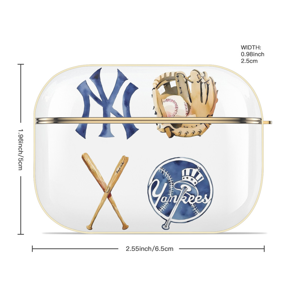 New York Yankees Baseball Luxury Gold AirPods Pro Case With Keychain, Flexible PC Material, Full Protection, Precise Cutouts, Anti-Fingerprint, Washable, Durable Design