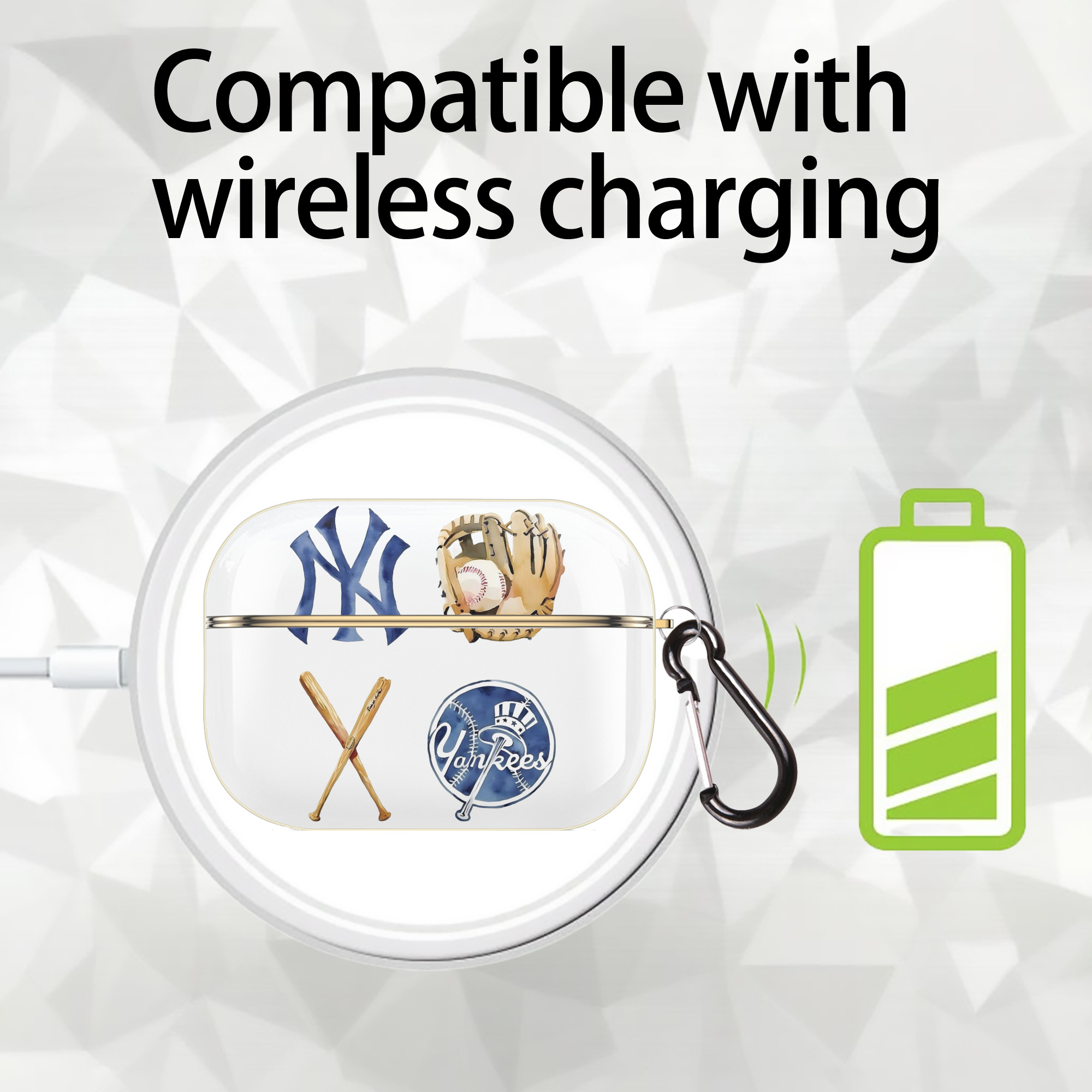 New York Yankees Baseball Luxury Gold AirPods Pro Case With Keychain, Flexible PC Material, Full Protection, Precise Cutouts, Anti-Fingerprint, Washable, Durable Design