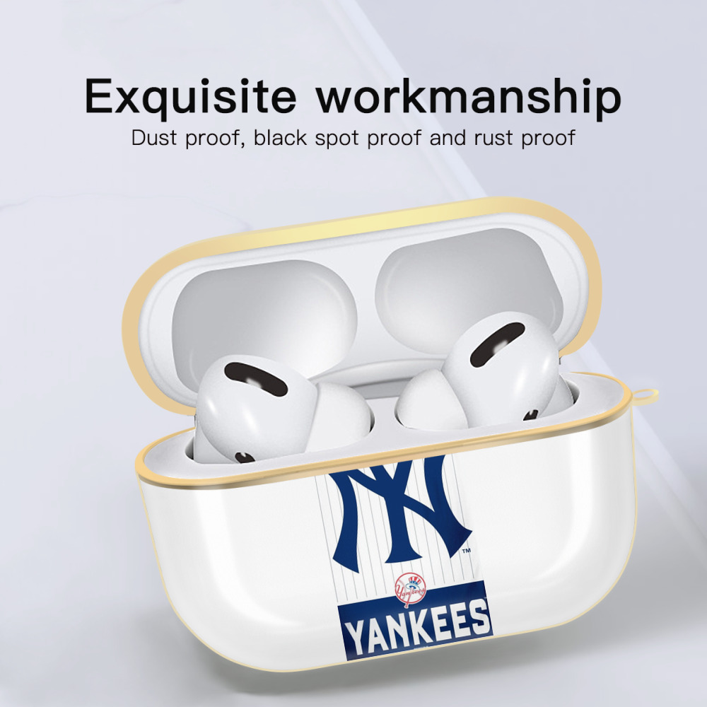 New York Yankees 23 Luxury Gold AirPods Pro Case With Keychain, Flexible PC Material, Full Protection, Precise Cutouts, Anti-Fingerprint, Washable, Durable Design